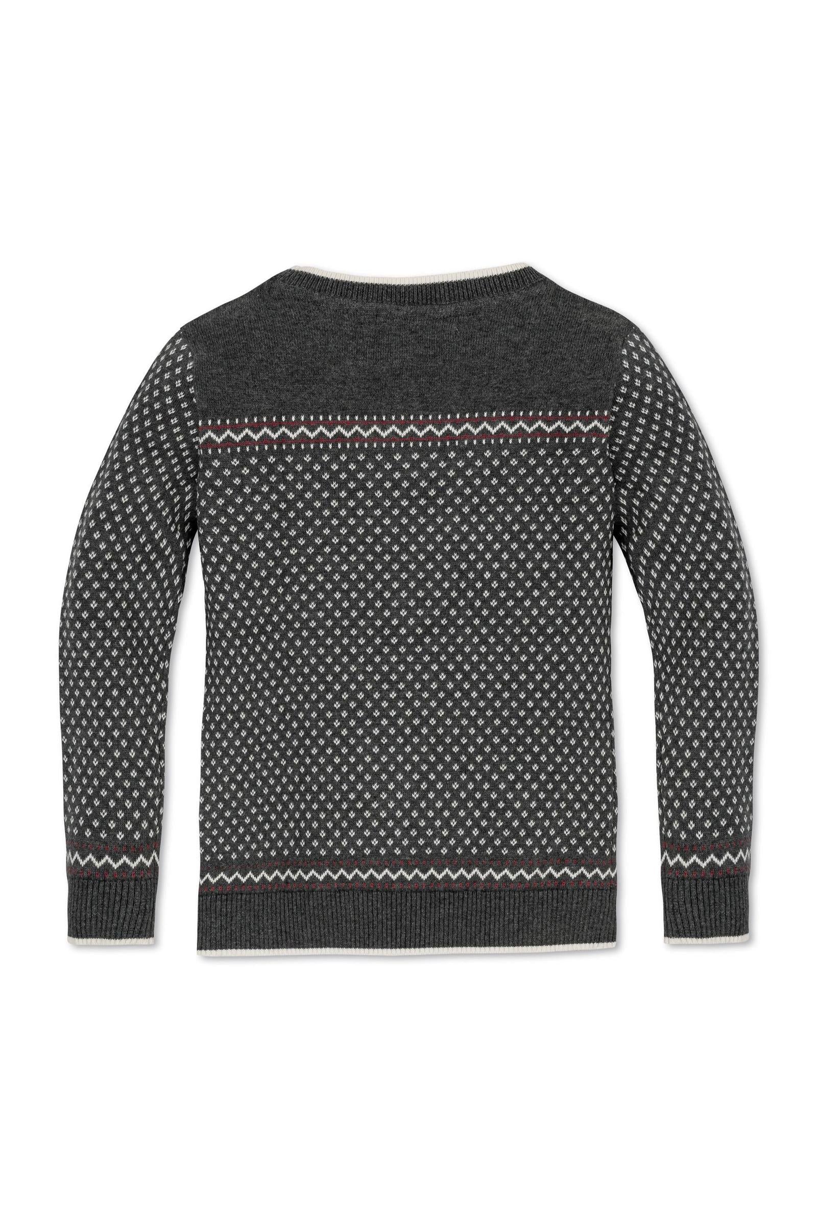 Hope & Henry Organic Cotton Crew Neck Sweater for Boys, Charcoal Heather with Ivory Birdseye Pattern, Toddler & Kids - Image 6