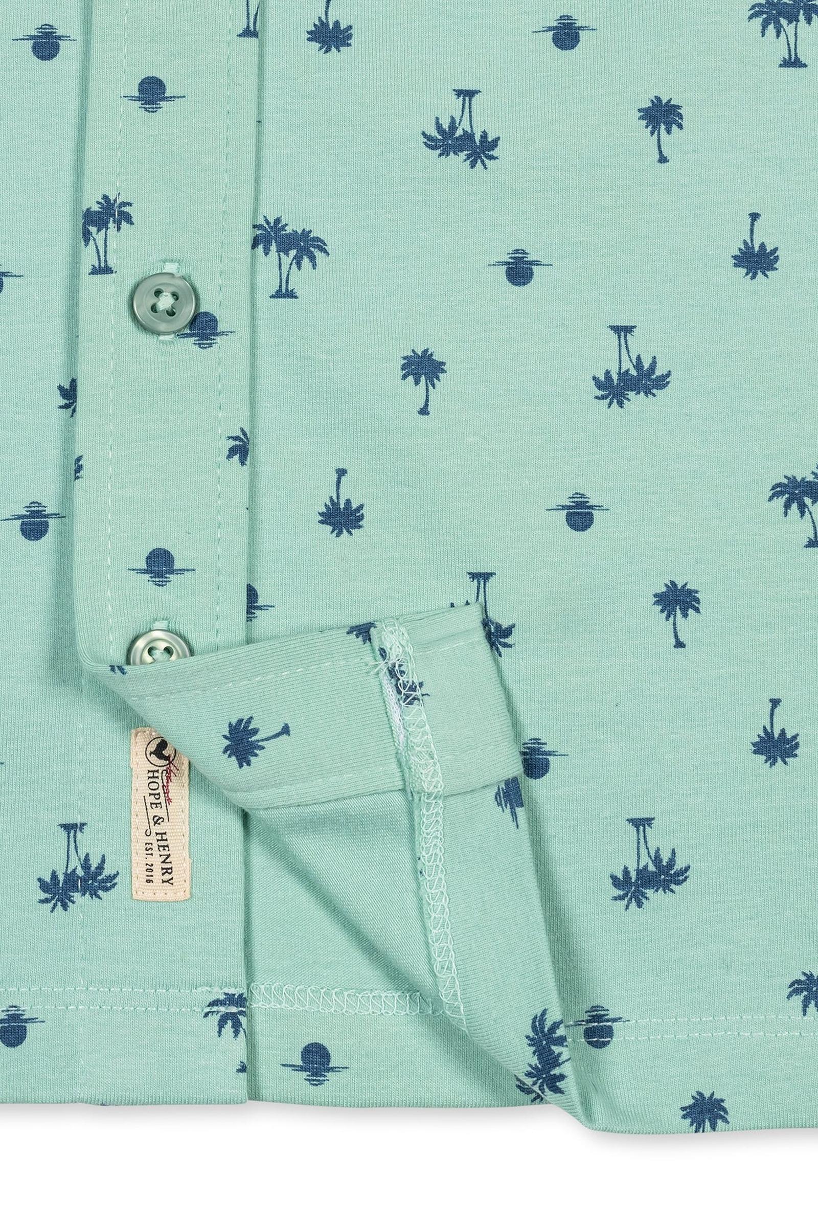 Organic Cotton Jersey Button Down Shirt, Tidal Palm Print, Sizes 2T-18 - Image 5