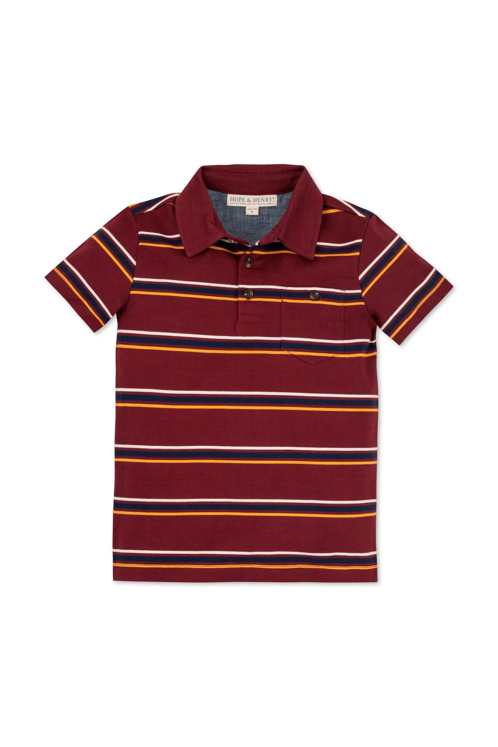 Organic Cotton Jersey Polo, Oxblood Stripe, Baby, Family Matching Outfits - Image 2