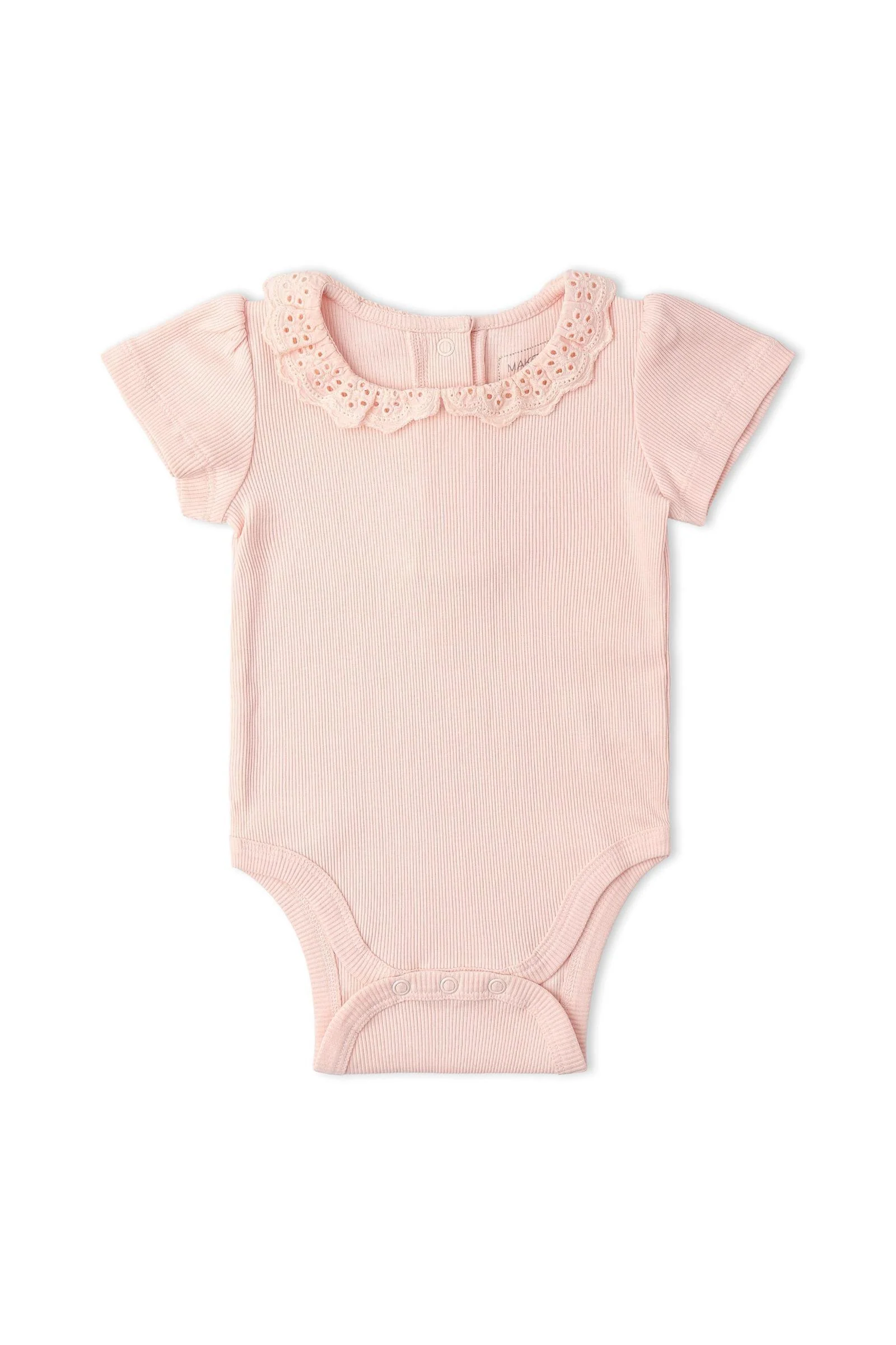Organic Lace Collar Onesie & Tights Set - Blush - Image 4