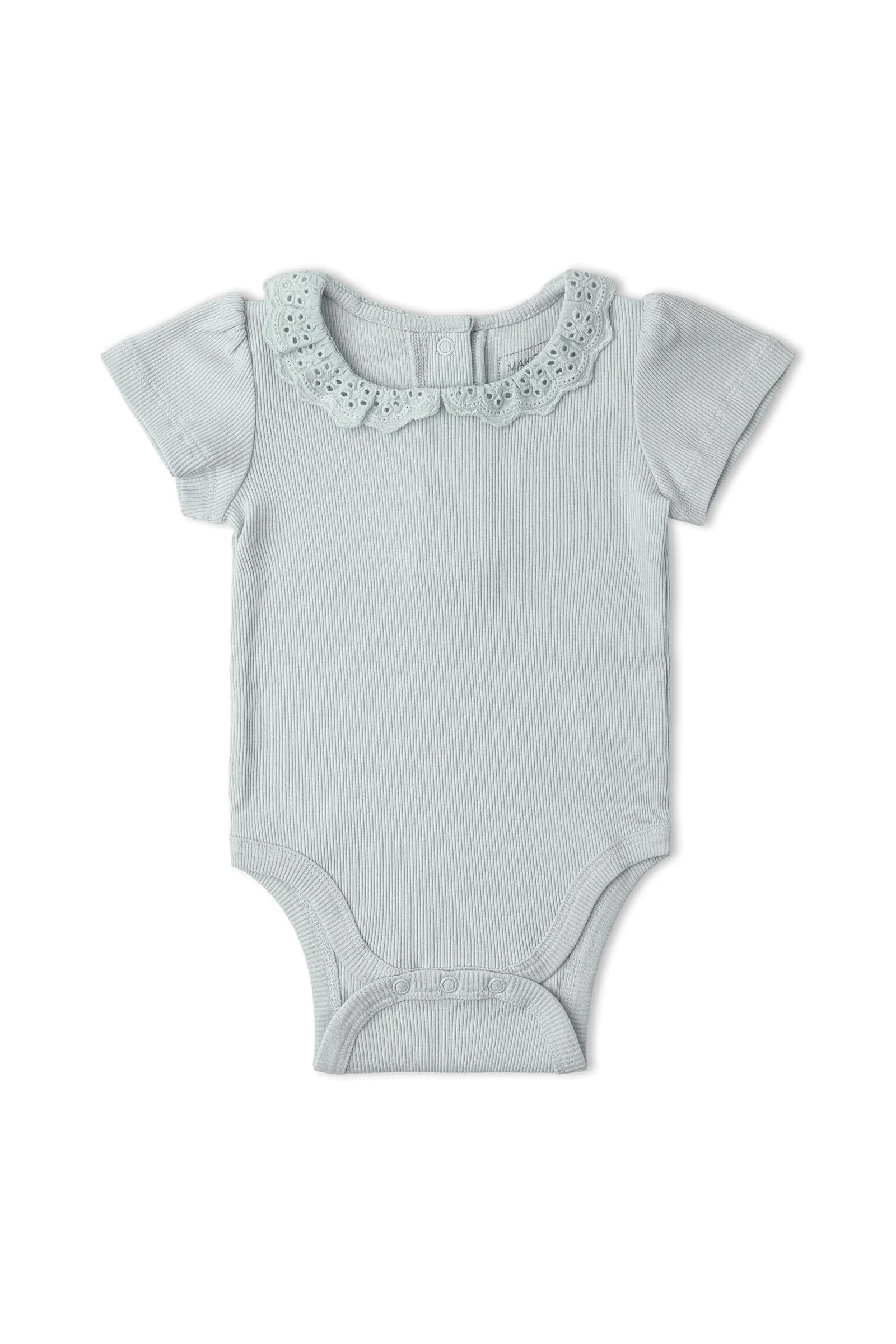 Organic Lace Collar Onesie & Tights Set - Fog - Image 4