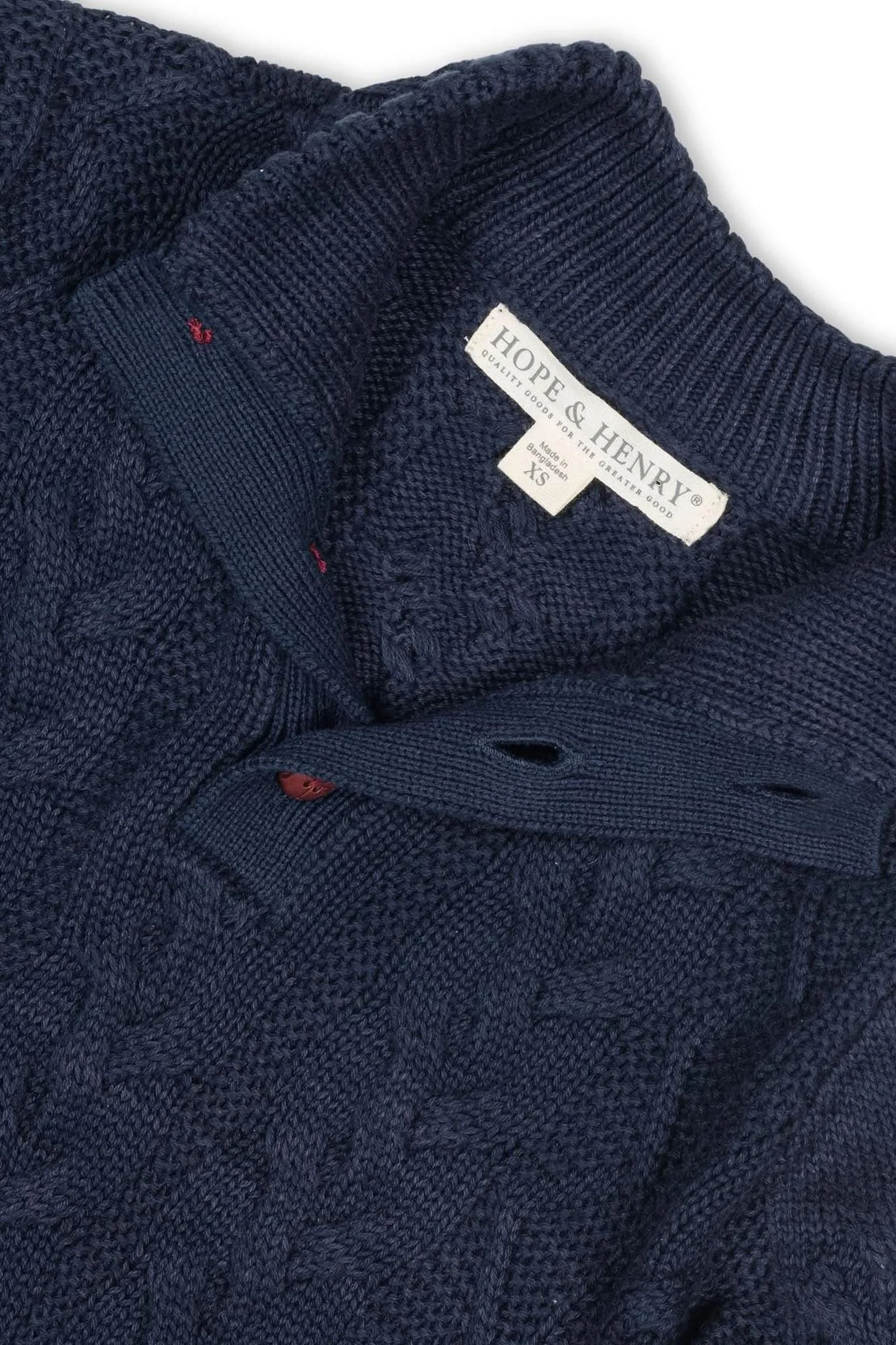 Hope & Henry Organic Cotton Mock Neck Cable Sweater for Boys, Navy, Toddler & Kids - Image 5
