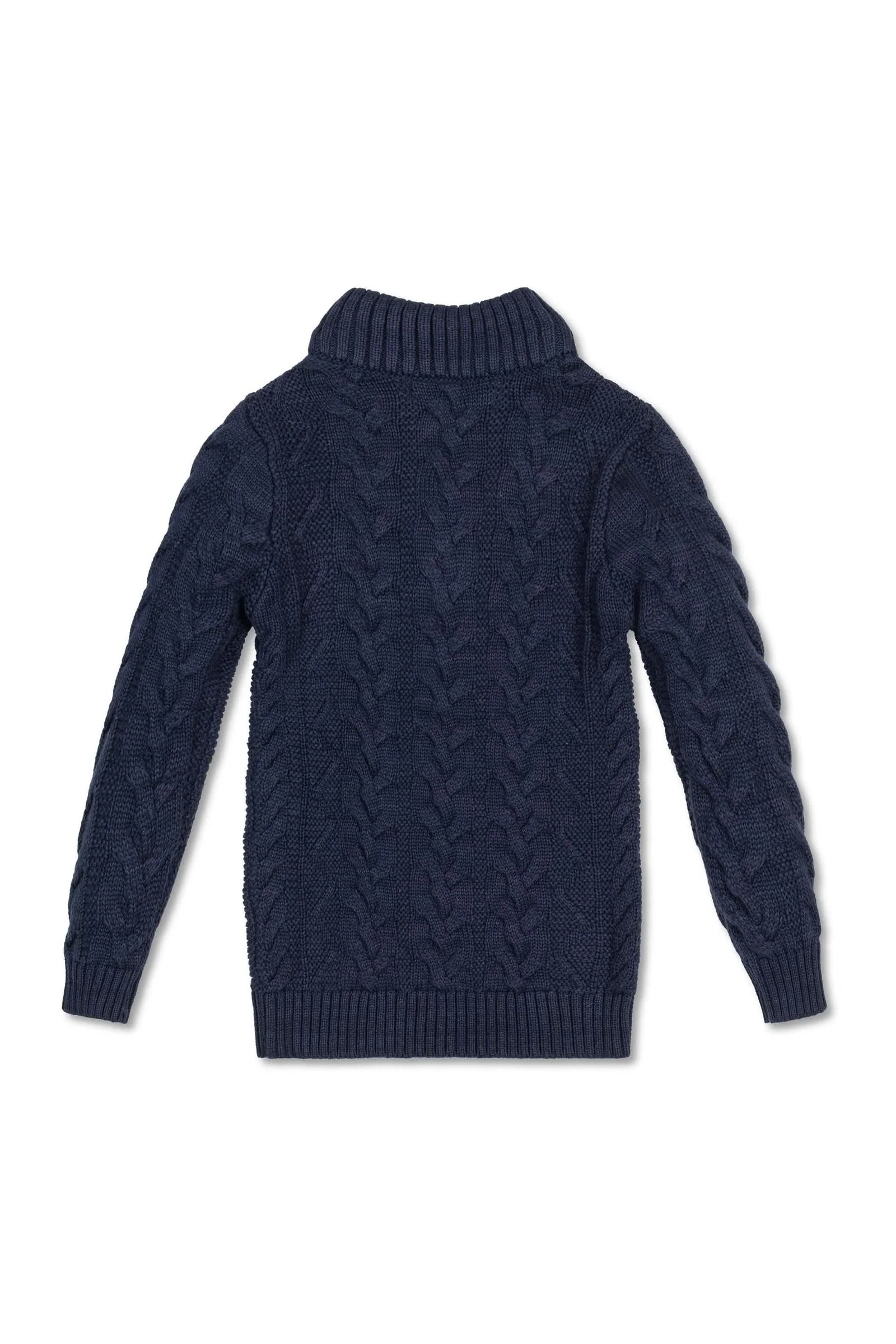 Hope & Henry Organic Cotton Mock Neck Cable Sweater for Boys, Navy, Toddler & Kids - Image 6