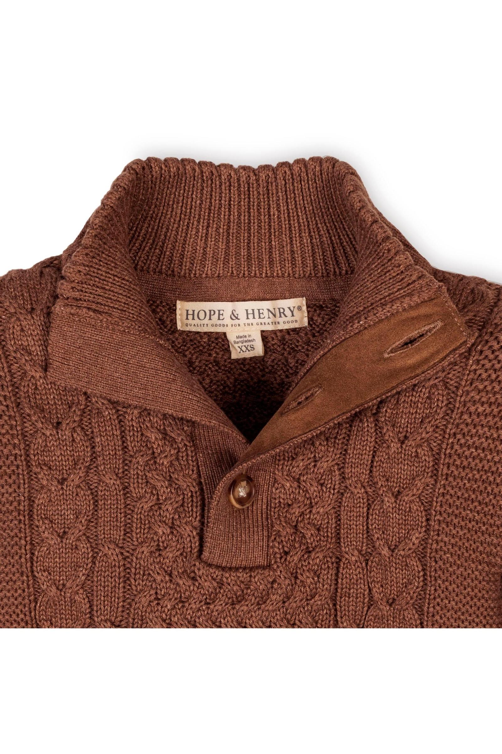 Organic Cotton Mock Neck Cable Sweater, Cinnamon Heather, Sizes 2T-18, Family Matching Outfits - Image 4