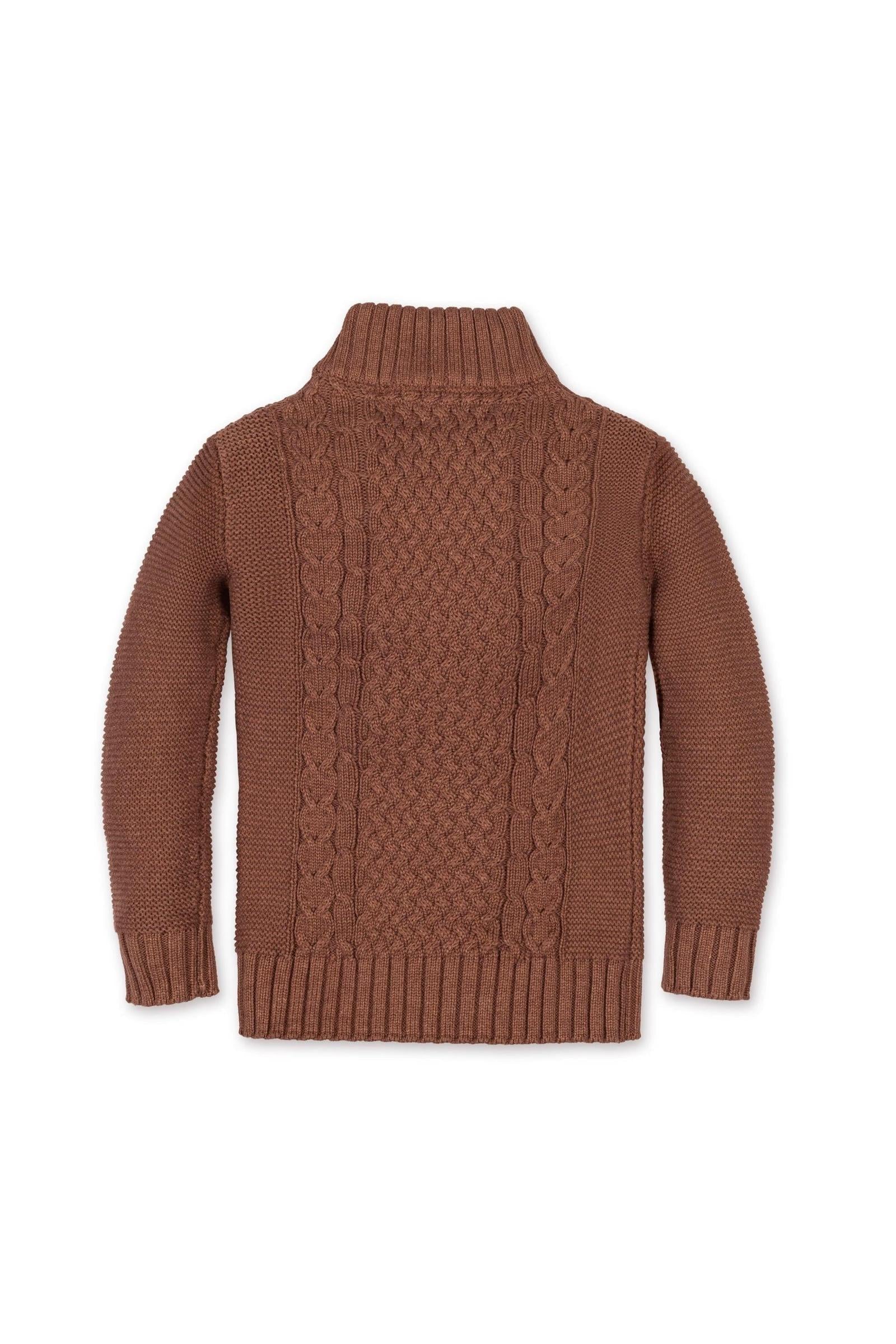 Organic Cotton Mock Neck Cable Sweater, Cinnamon Heather, Sizes 2T-18, Family Matching Outfits - Image 5
