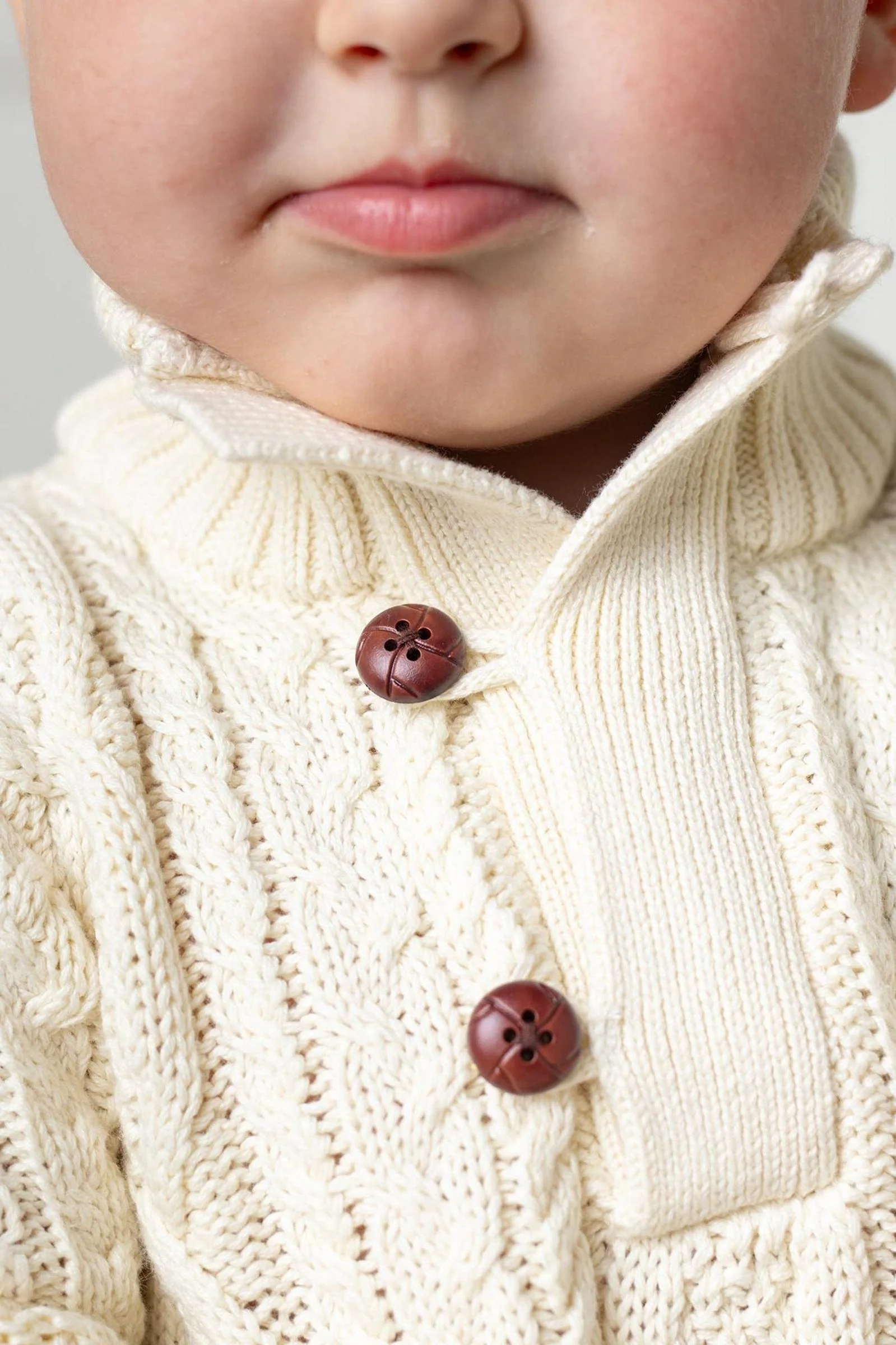 Hope & Henry Organic Cotton Cable Knit Mock Neck Sweater with Buttons For Boys, White, Toddler & Kids - Image 6