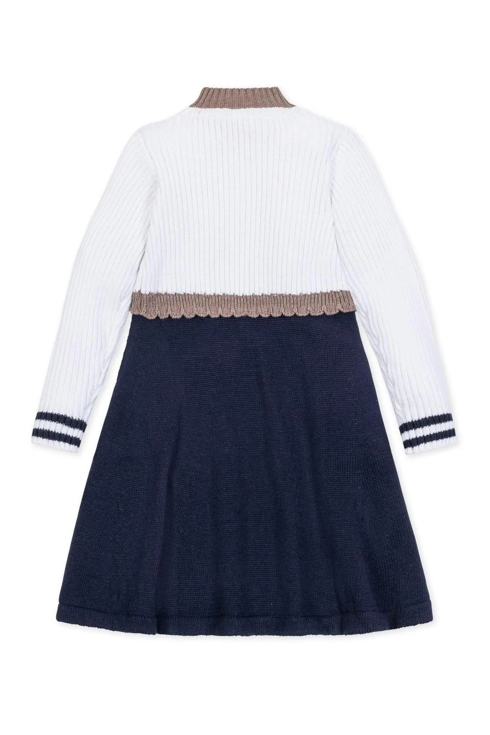 Hope & Henry Organic Cotton Mock Neck Henley Sweater Dress for Girls, White & Navy, Toddler & Kids - Image 4