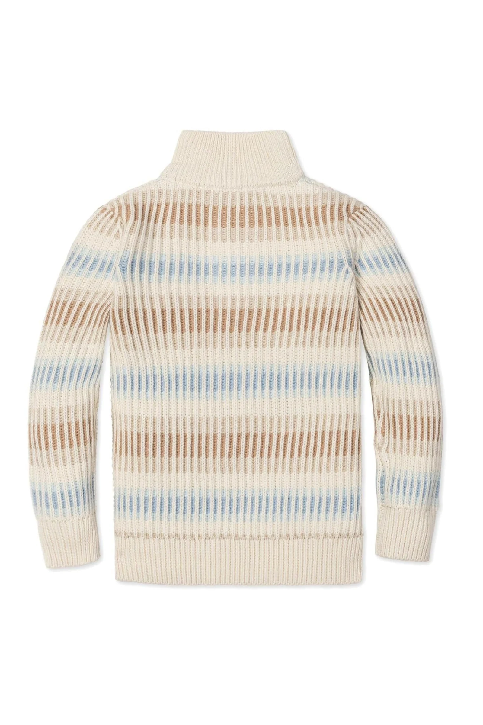 Hope & Henry Organic Cotton Mock Neck Sweater For Boys, Cream Ombre Winter Stripe, Toddler & Kids - Image 4