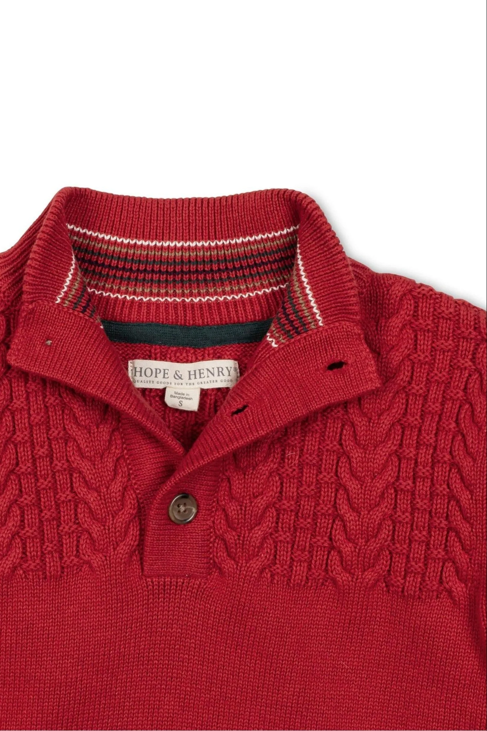 Hope & Henry Organic Cotton Mock Neck Textured Knit Sweater, Red, Sizes 2-20 - Image 3