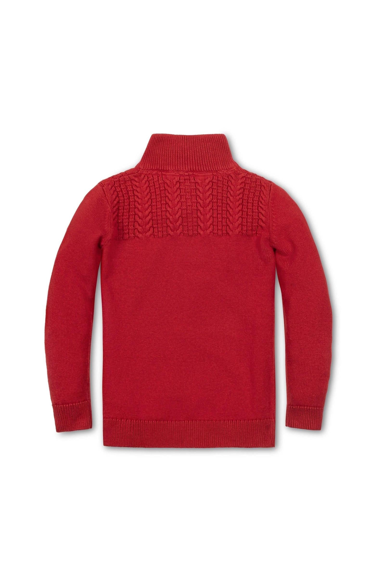 Hope & Henry Organic Cotton Mock Neck Textured Knit Sweater, Red, Sizes 2-20 - Image 4