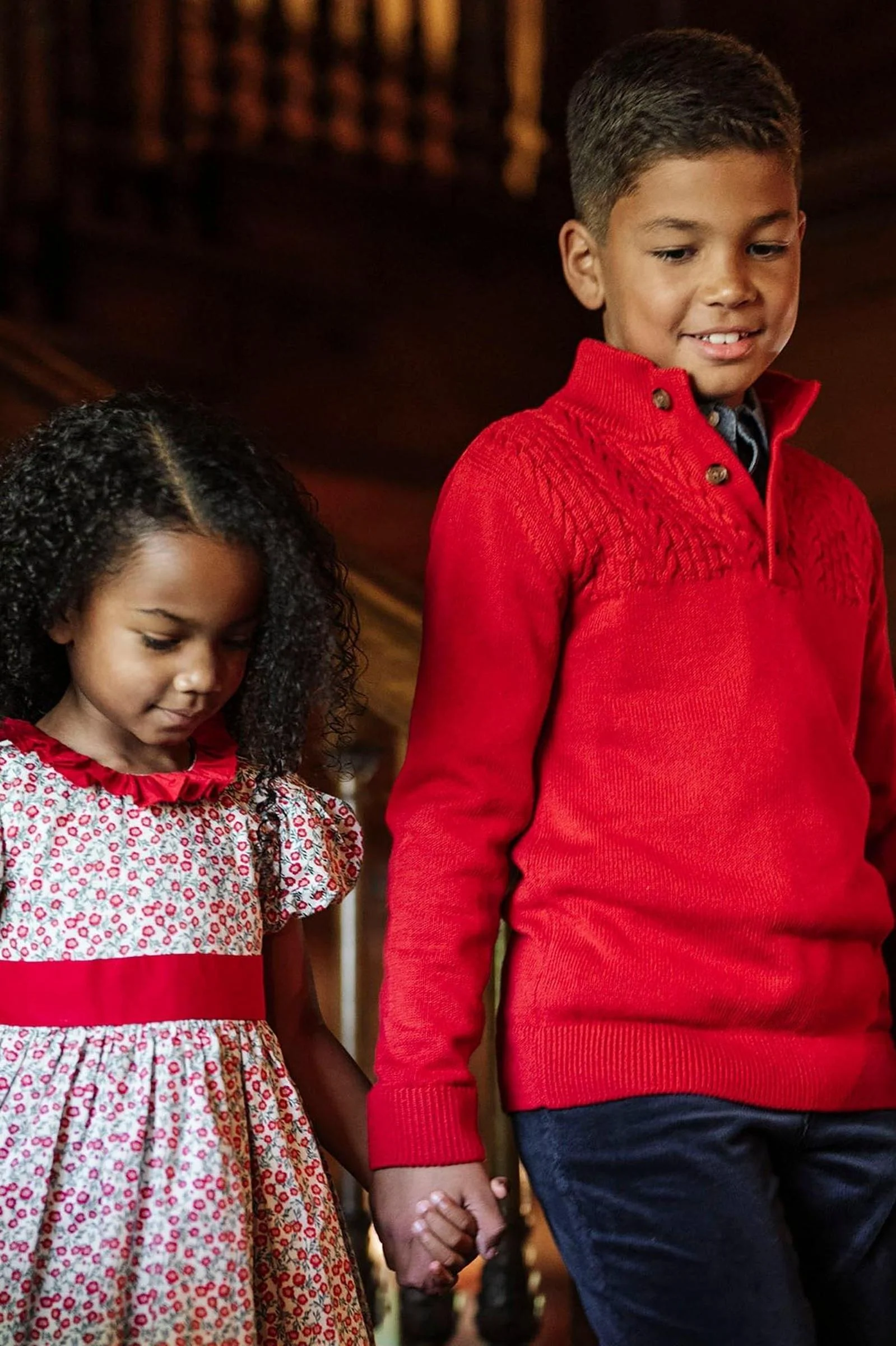 Hope & Henry Organic Cotton Mock Neck Textured Knit Sweater, Red, Sizes 2-20 - Image 5