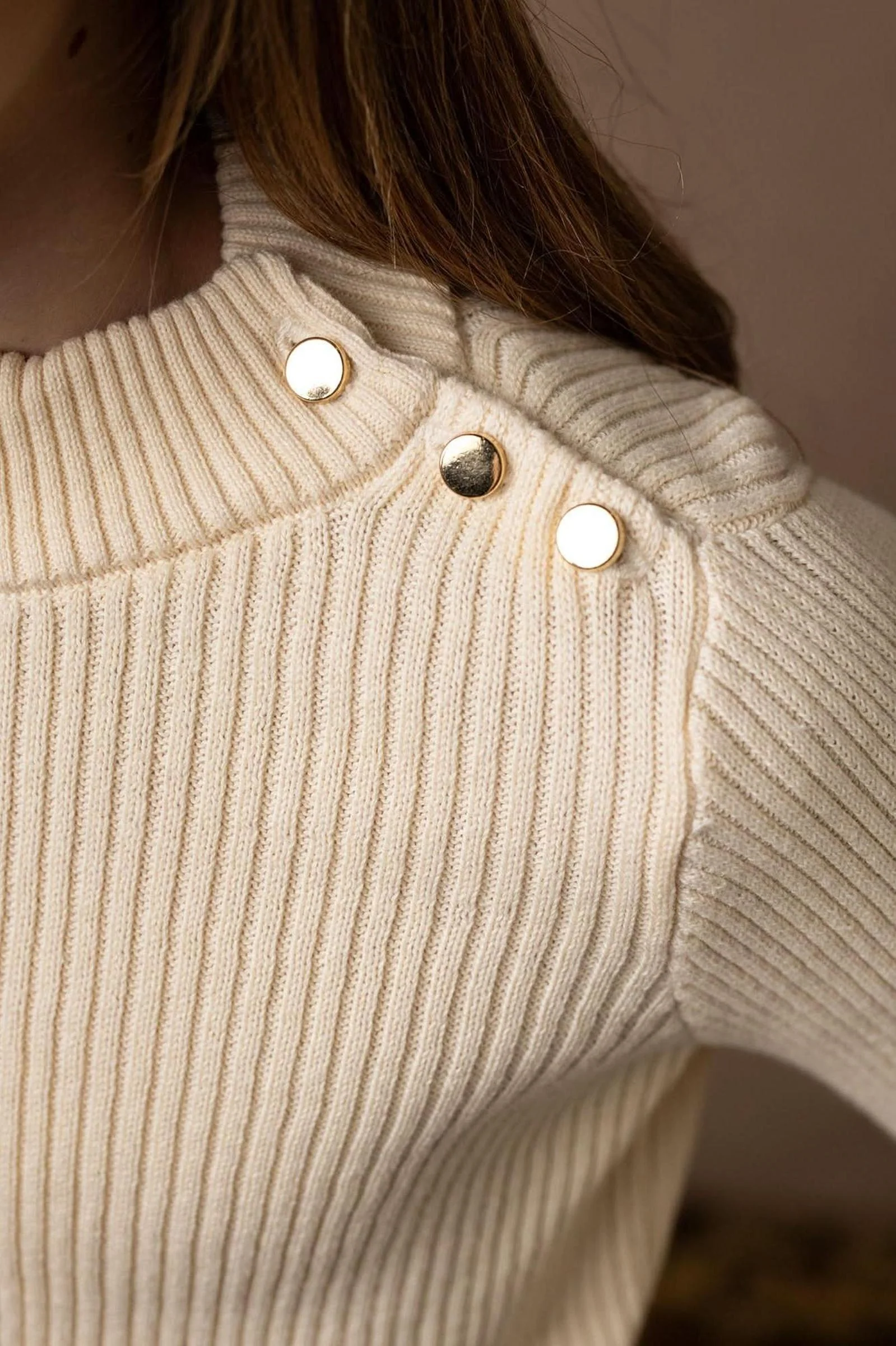 Hope & Henry Organic Cotton Mock Neck Sweater for Baby Girls, Ivory