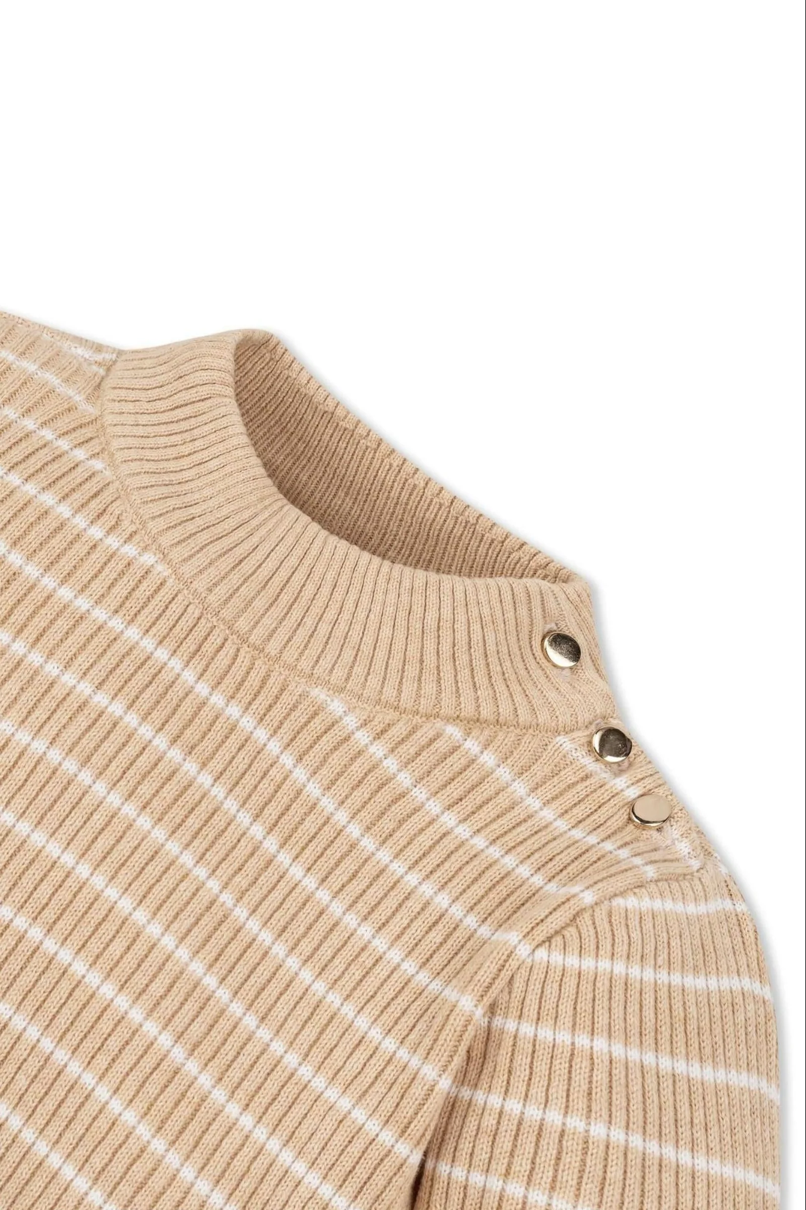 Hope & Henry  Organic Cotton  Mock Neck Sweater for Girls, Oatmeal Stripe, Baby - Image 4