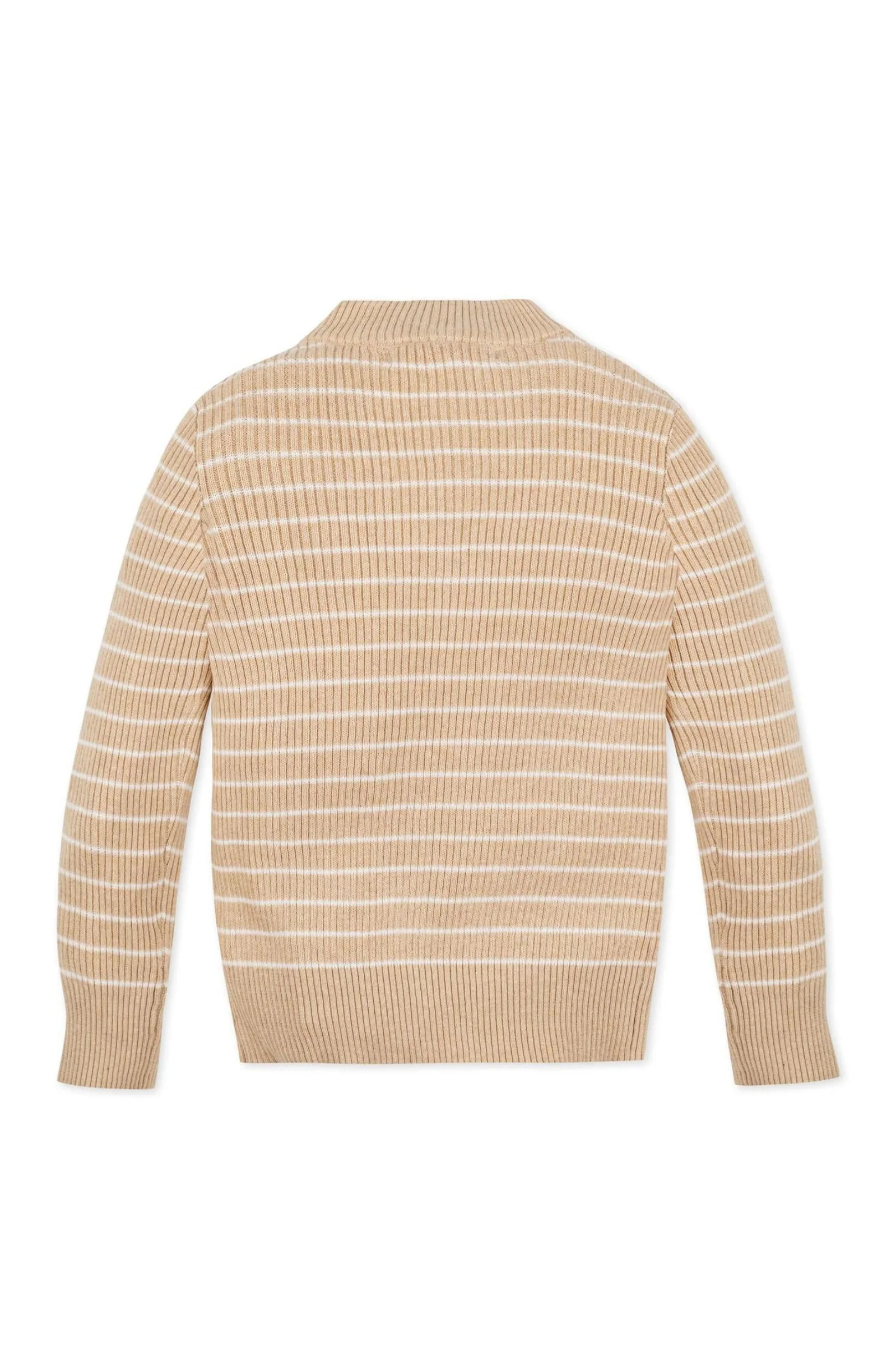 Hope & Henry  Organic Cotton  Mock Neck Sweater for Girls, Oatmeal Stripe, Baby - Image 5