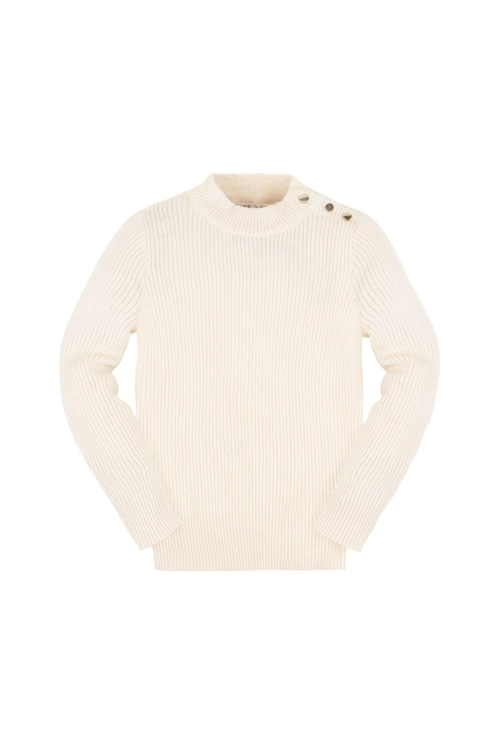 Hope & Henry Organic Cotton Mock Neck Sweater for Baby Girls, Ivory - Image 2