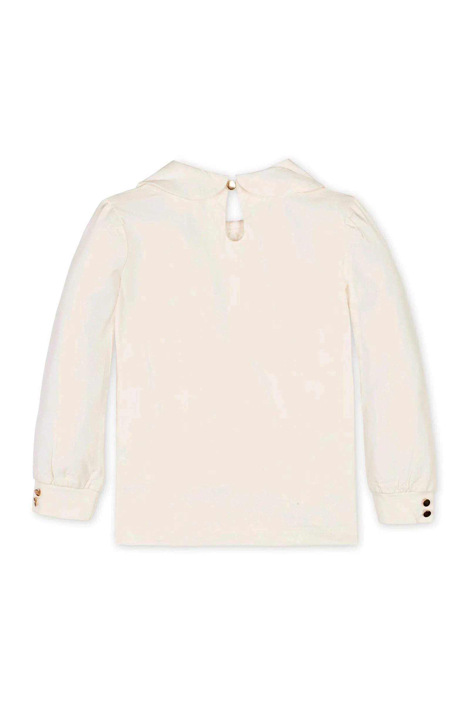 Hope & Henry Organic Cotton Peter Pan Collar Knit Top for Girls, Ivory, Toddler & Kids - Image 4