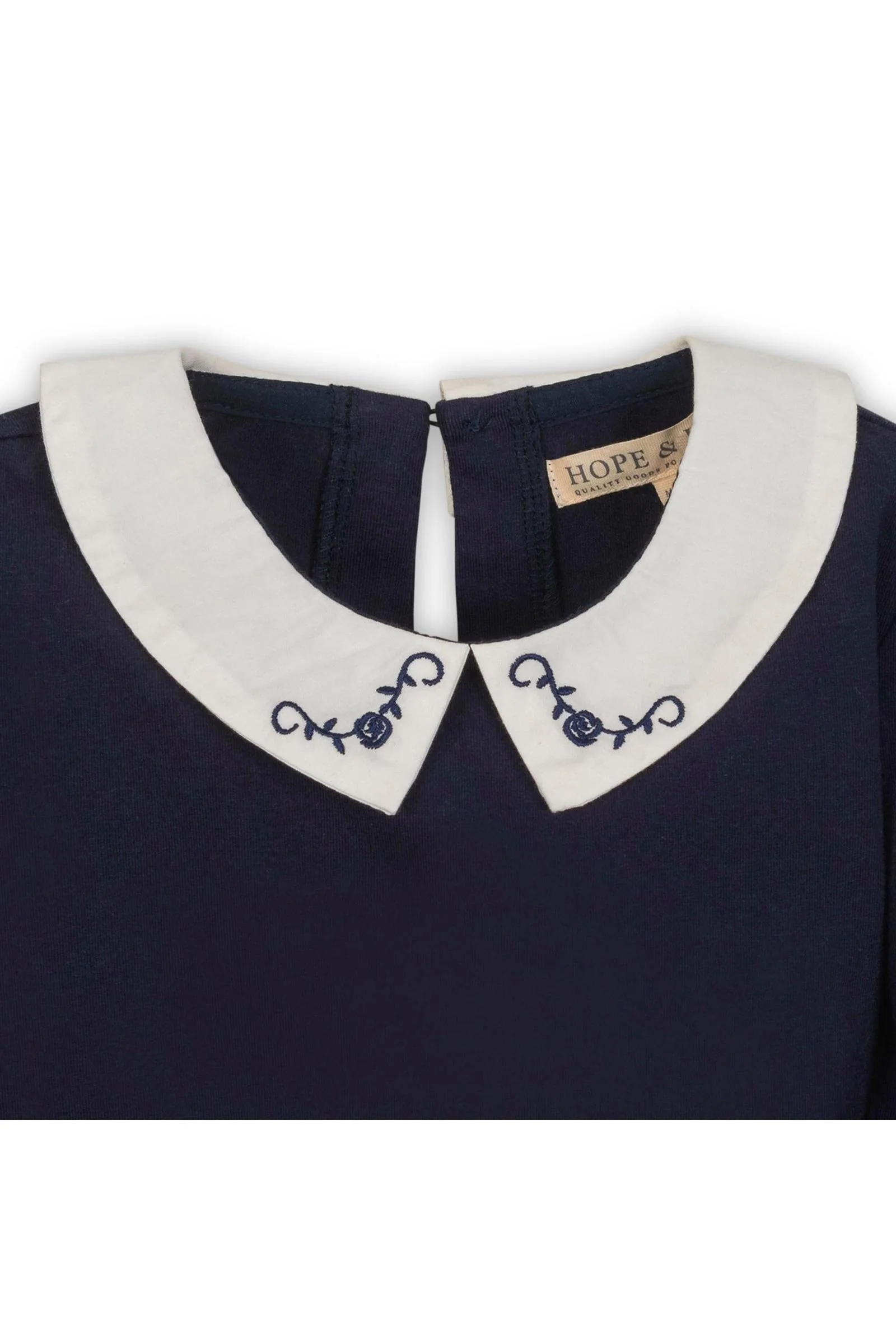 Hope & Henry Organic Cotton Peter Pan Collar Knit Top for Girls, Navy, Toddler & Kids - Image 3