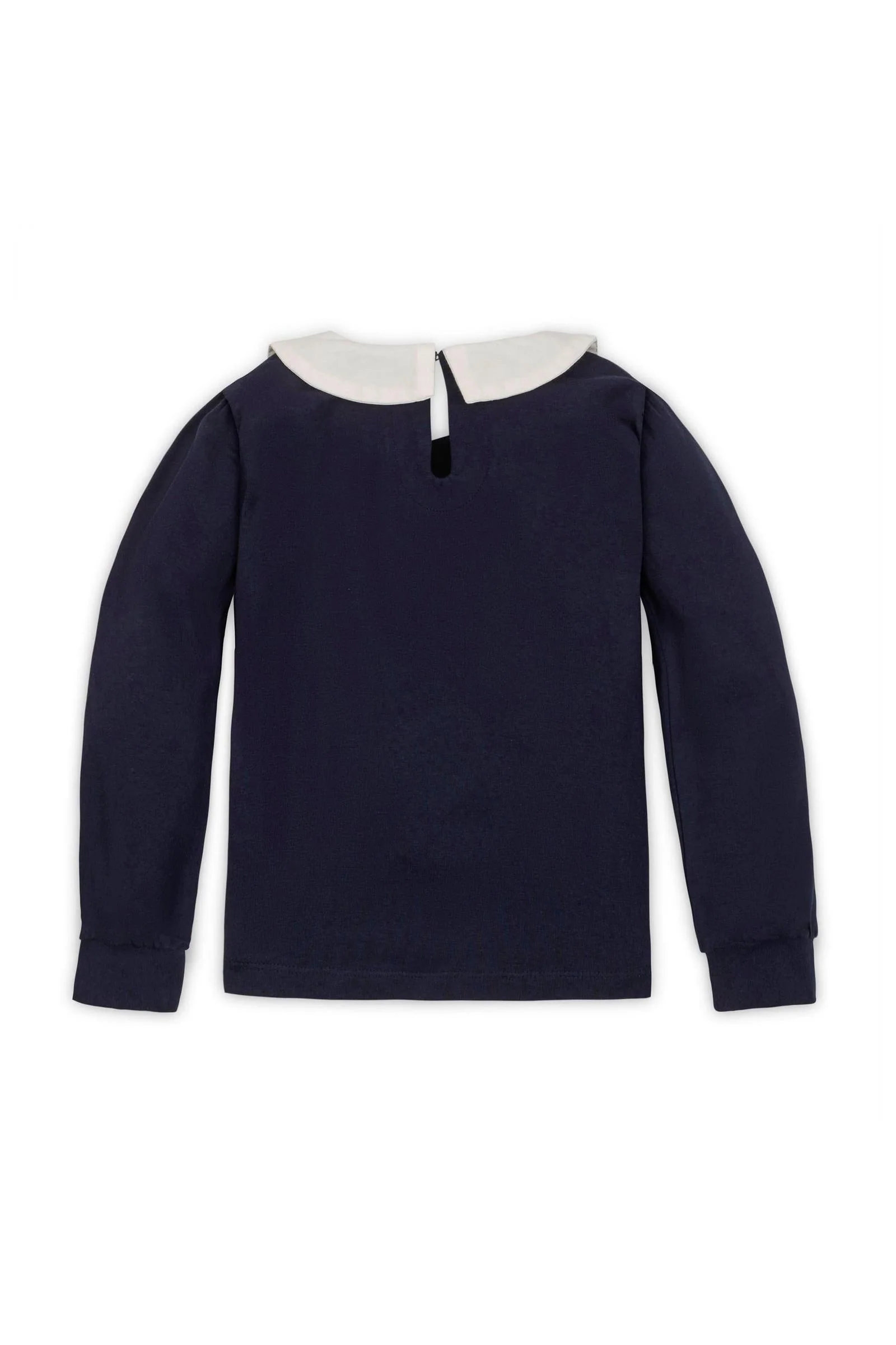 Hope & Henry Organic Cotton Peter Pan Collar Knit Top for Girls, Navy, Toddler & Kids - Image 4