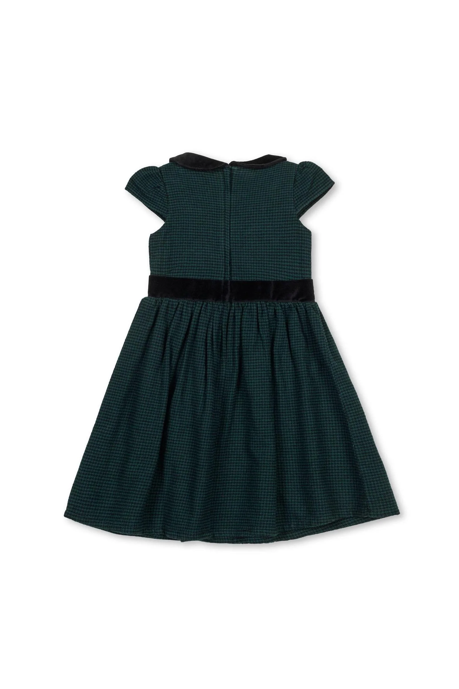 Organic Cotton Scottish Houndstooth Party Dress with Peter Pan Collar, Toddler & Kids - Image 4
