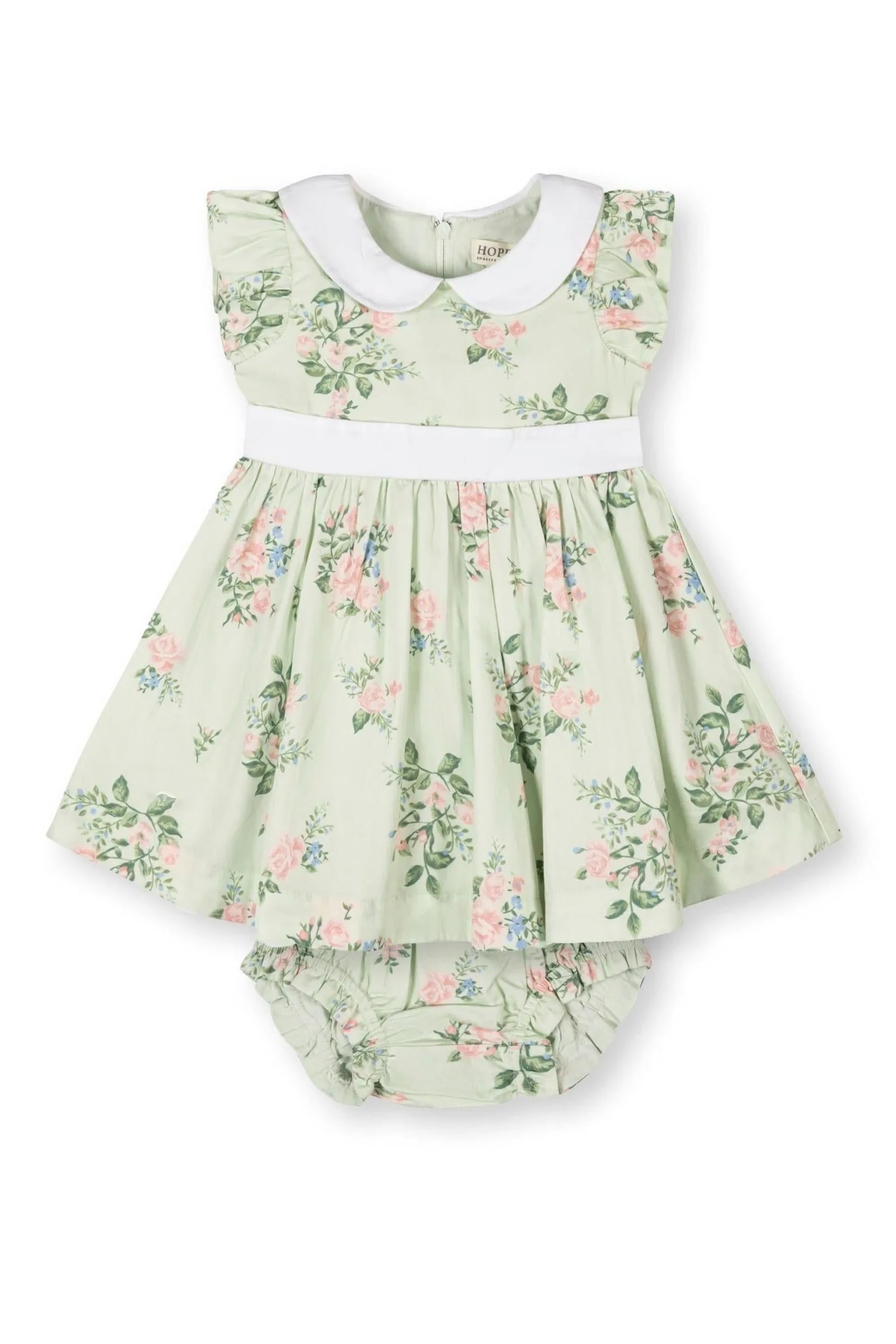 Hope & Henry Organic Cotton Peter Pan Collar Party Dress for Babies, Chateau Floral, Sizes 0-24M - Image 2