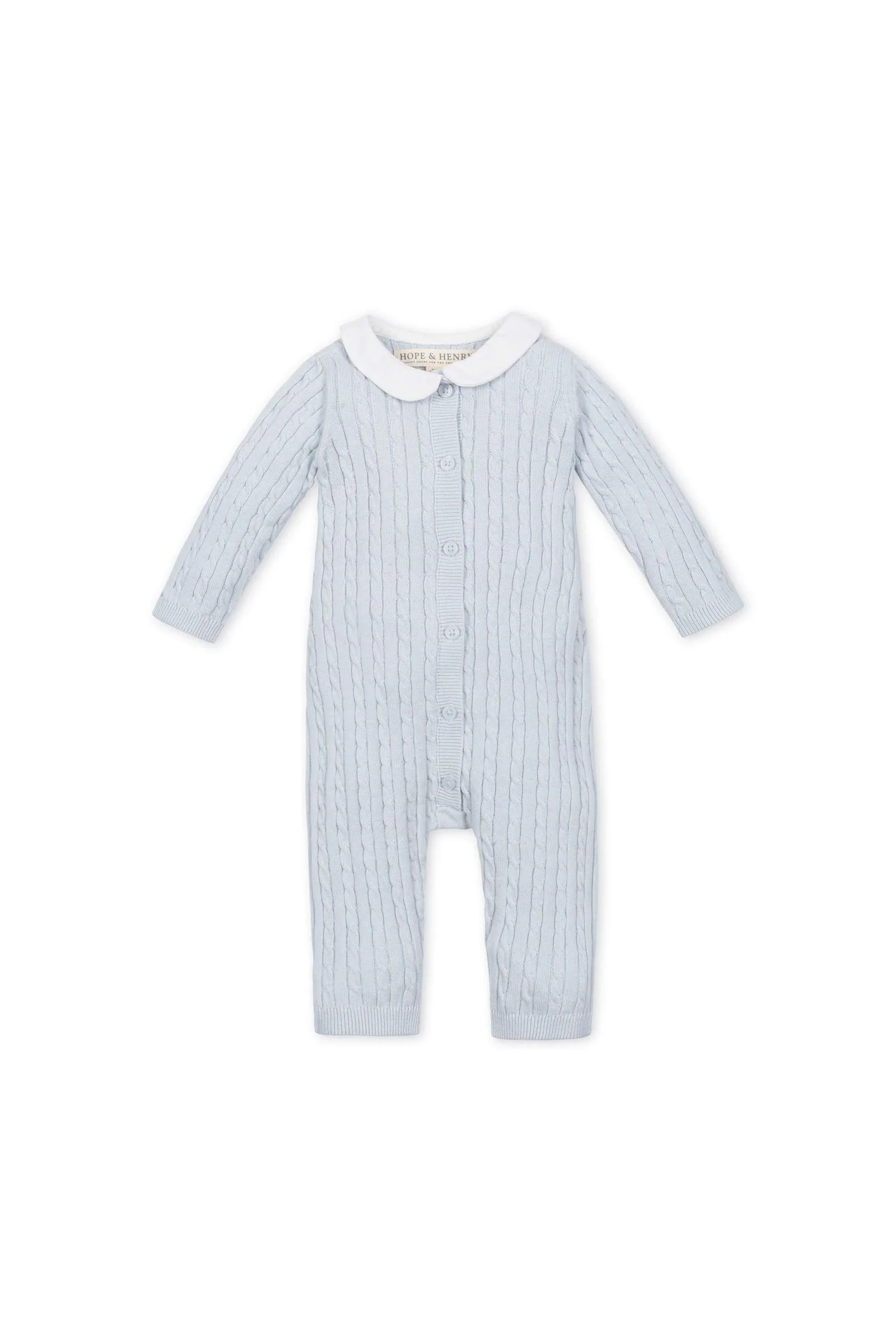 Baby Organic Peter Pan Collar Romper 3-Piece Boxed Gift Set, Pale Blue - Image 4