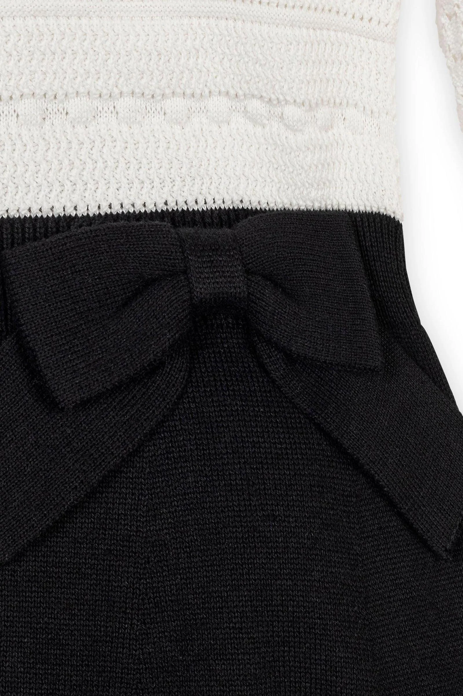 Hope & Henry Organic Cotton Peter Pan Collar Sweater Dress, White & Black, Toddler & Kids - Image 4