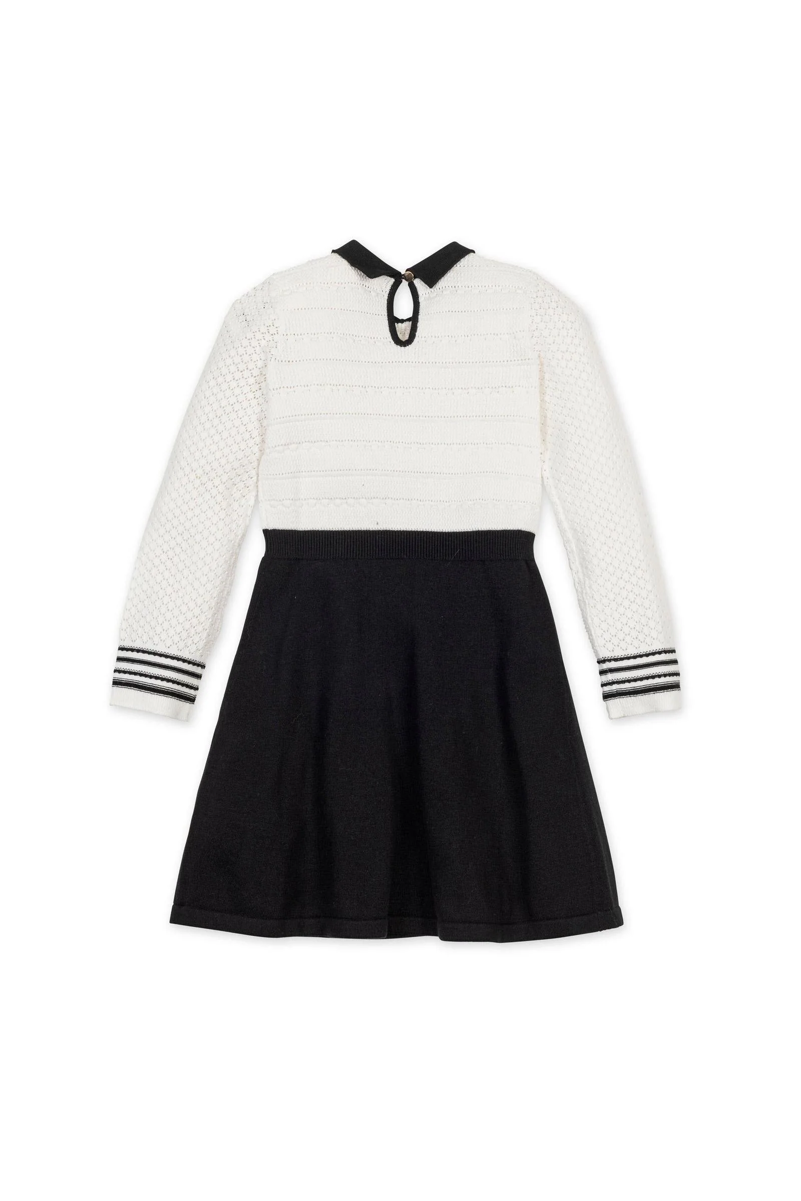 Hope & Henry Organic Cotton Peter Pan Collar Sweater Dress, White & Black, Toddler & Kids - Image 5