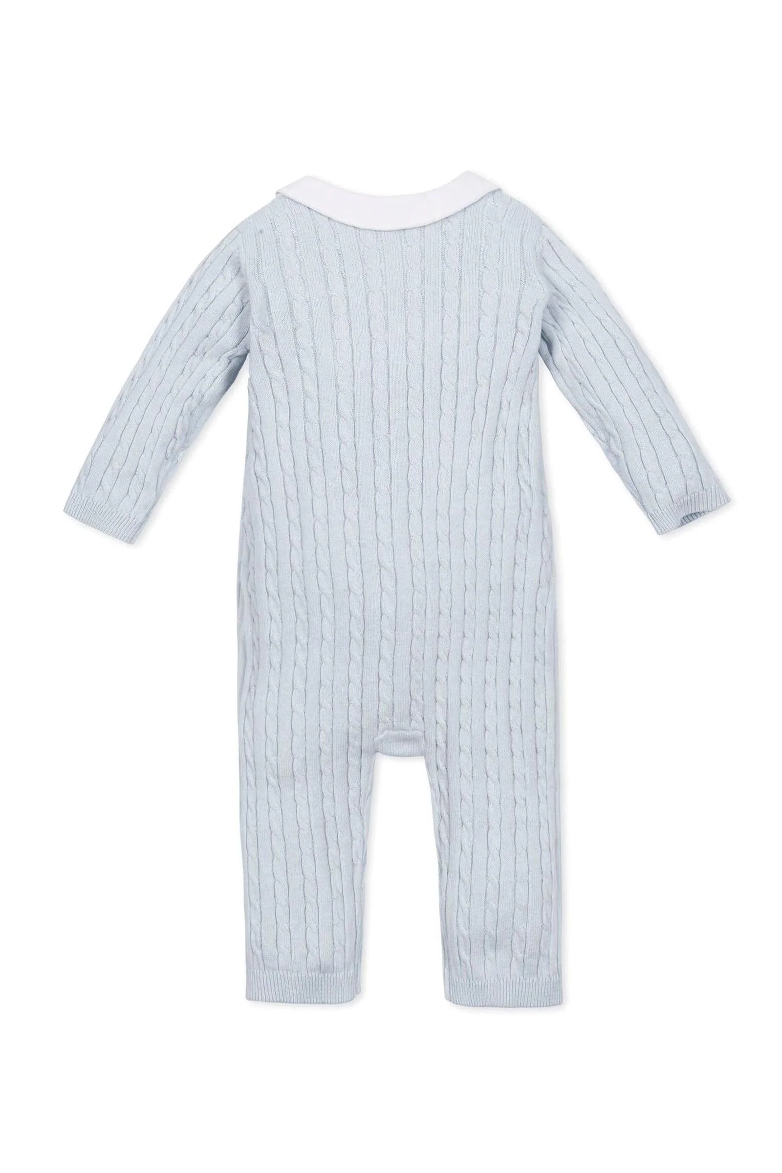 Organic Cotton Peter Pan Collar Sweater Romper, Light Blue - Image 4