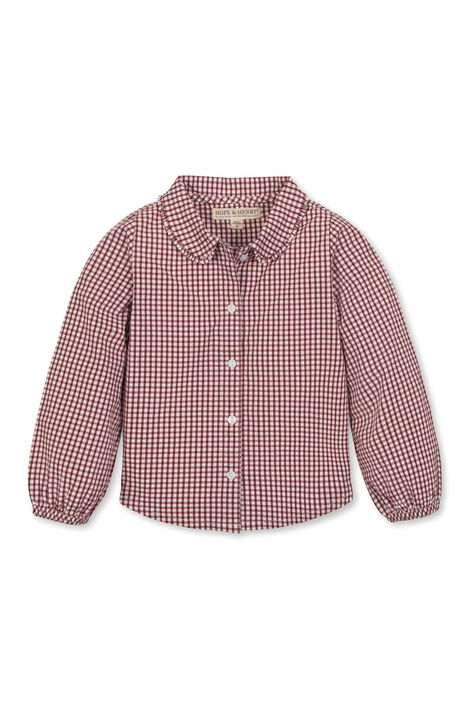 Hope & Henry Organic Cotton Peter Pan Collar Top for Girls, Plum, Toddler & Kids - Image 2