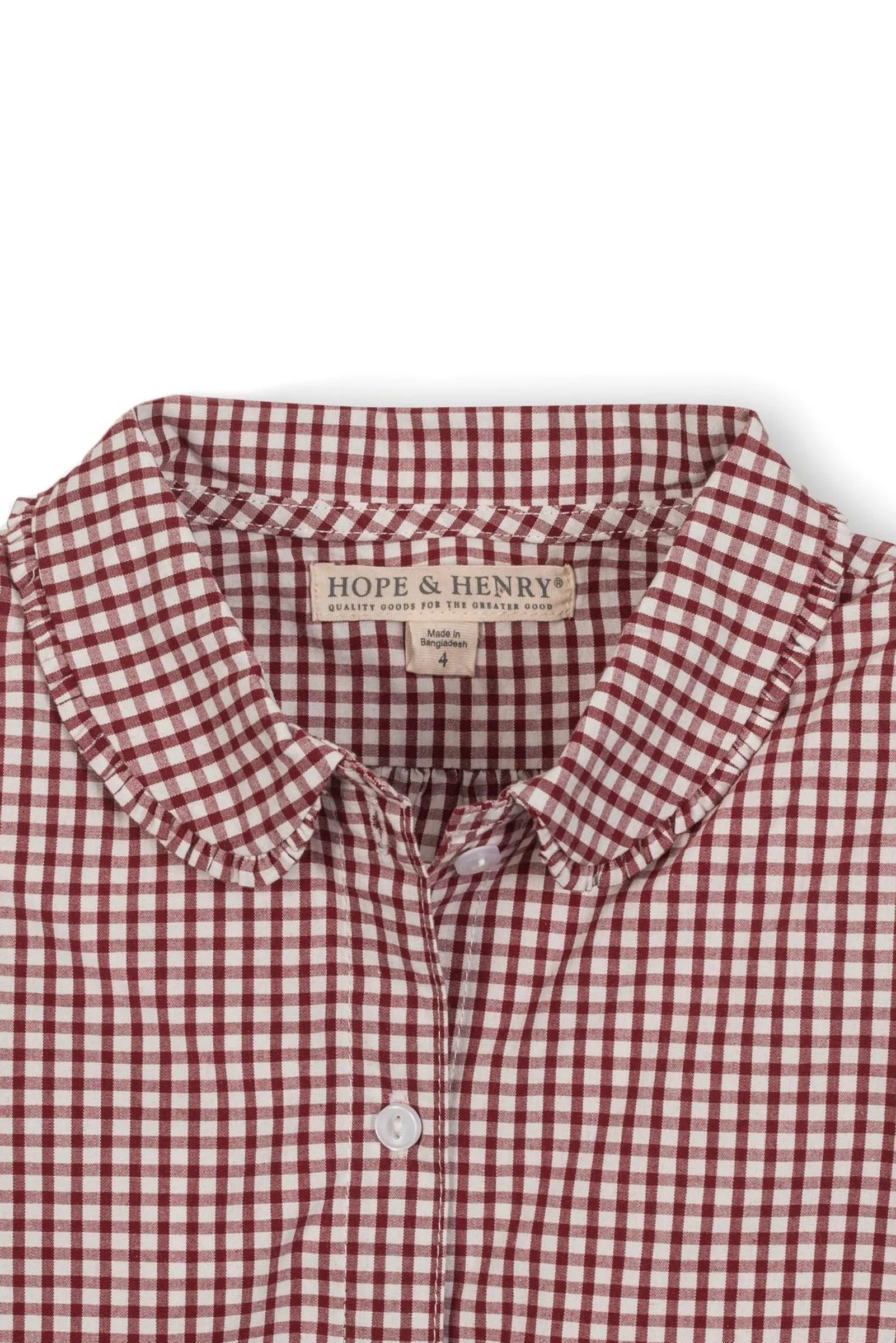 Hope & Henry Organic Cotton Peter Pan Collar Top for Girls, Plum, Toddler & Kids - Image 3