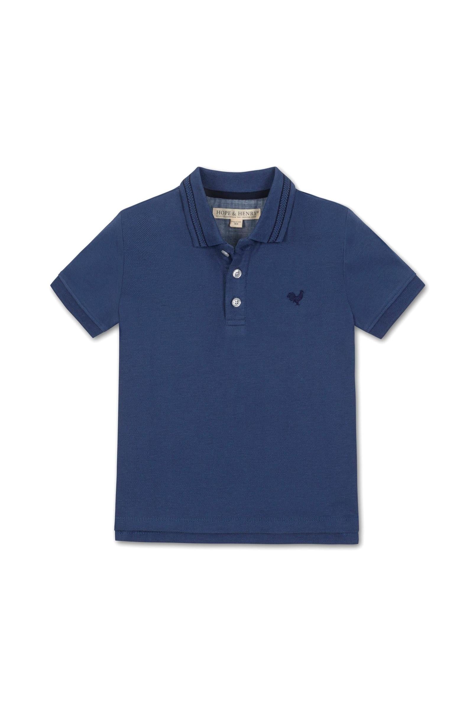 Hope & Henry Organic Cotton Piqué Polo Shirt for Boys, Navy Blue Solid, 2–16 - Image 2