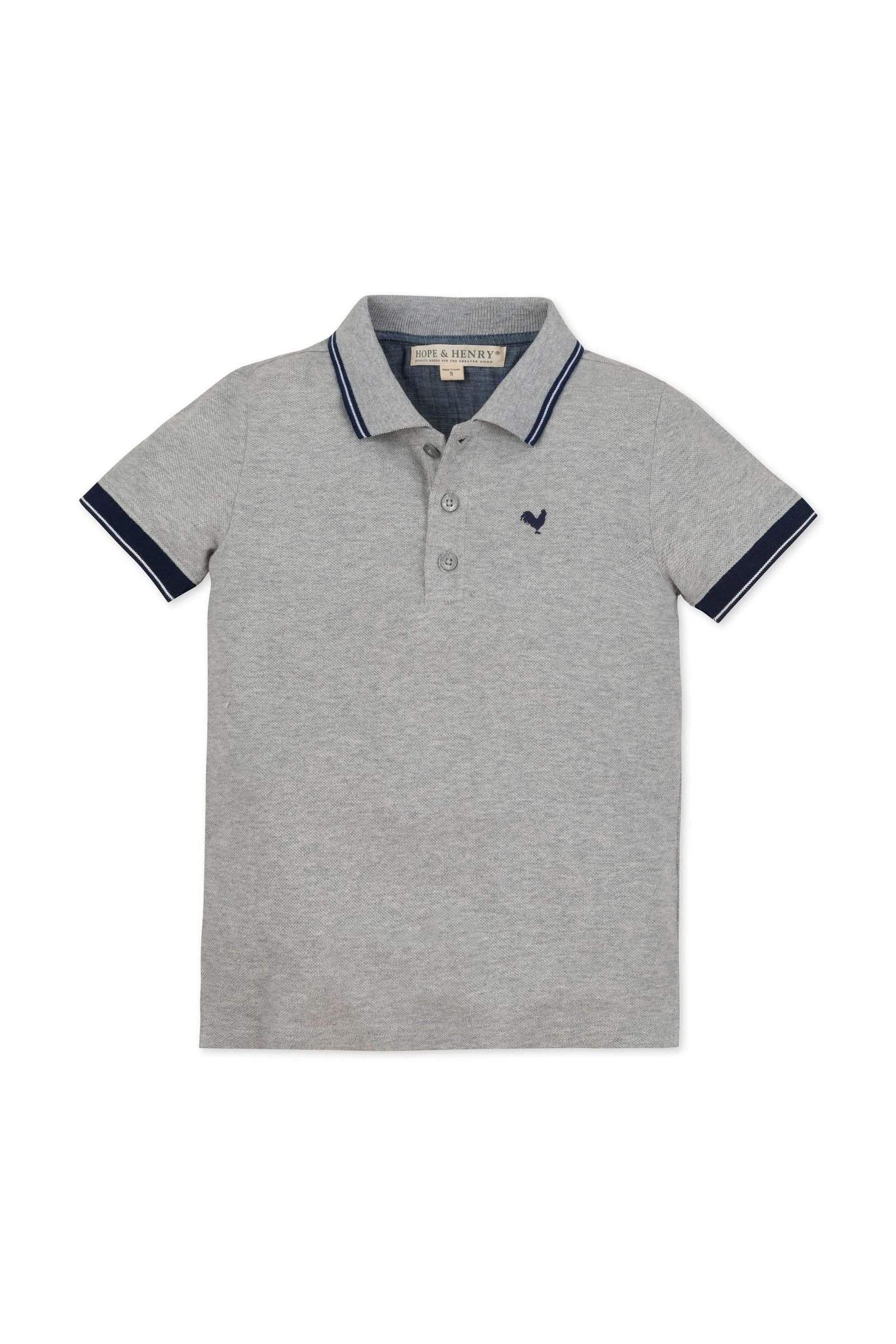 Hope & Henry Organic Cotton Pique Polo, Dark Gray Heather, Toddler & Kids - Image 2