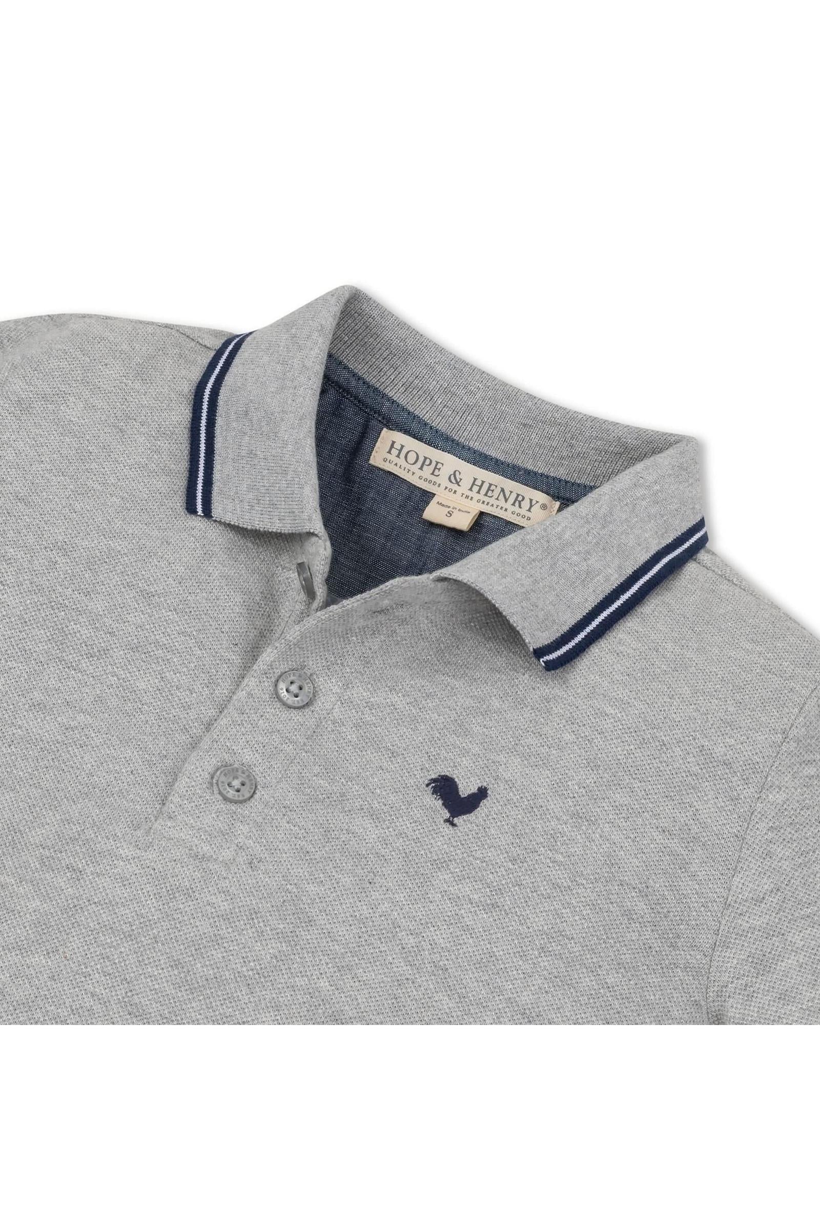 Hope & Henry Organic Cotton Pique Polo, Dark Gray Heather, Toddler & Kids - Image 4