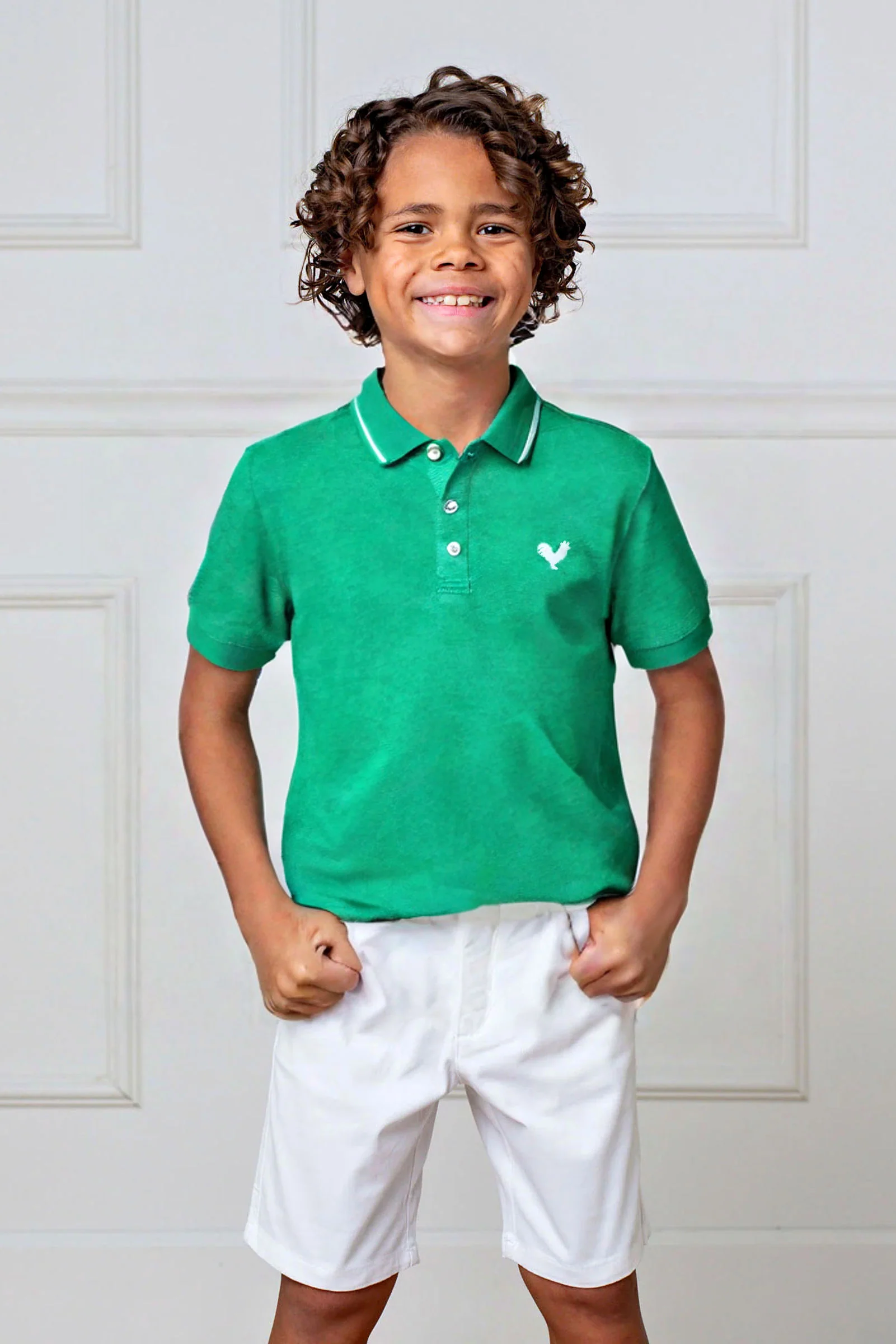 Hope & Henry Organic Cotton Pique Polo Shirt for Boys, Kelly Green, Sizes 2T-18