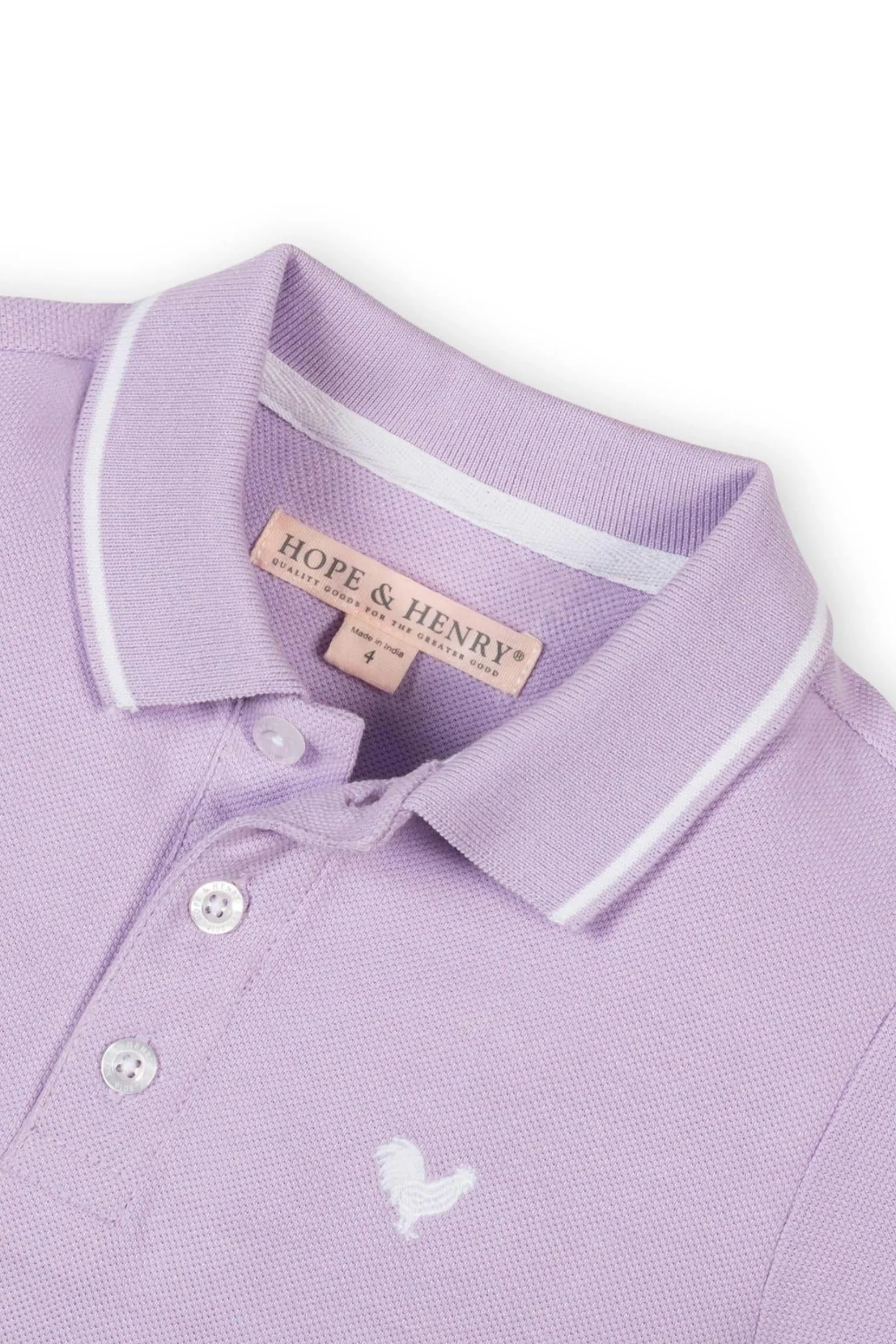 Hope & Henry Organic Cotton Pique Polo Shirt for Boys, Lavender, Sizes 2T-18 - Image 3
