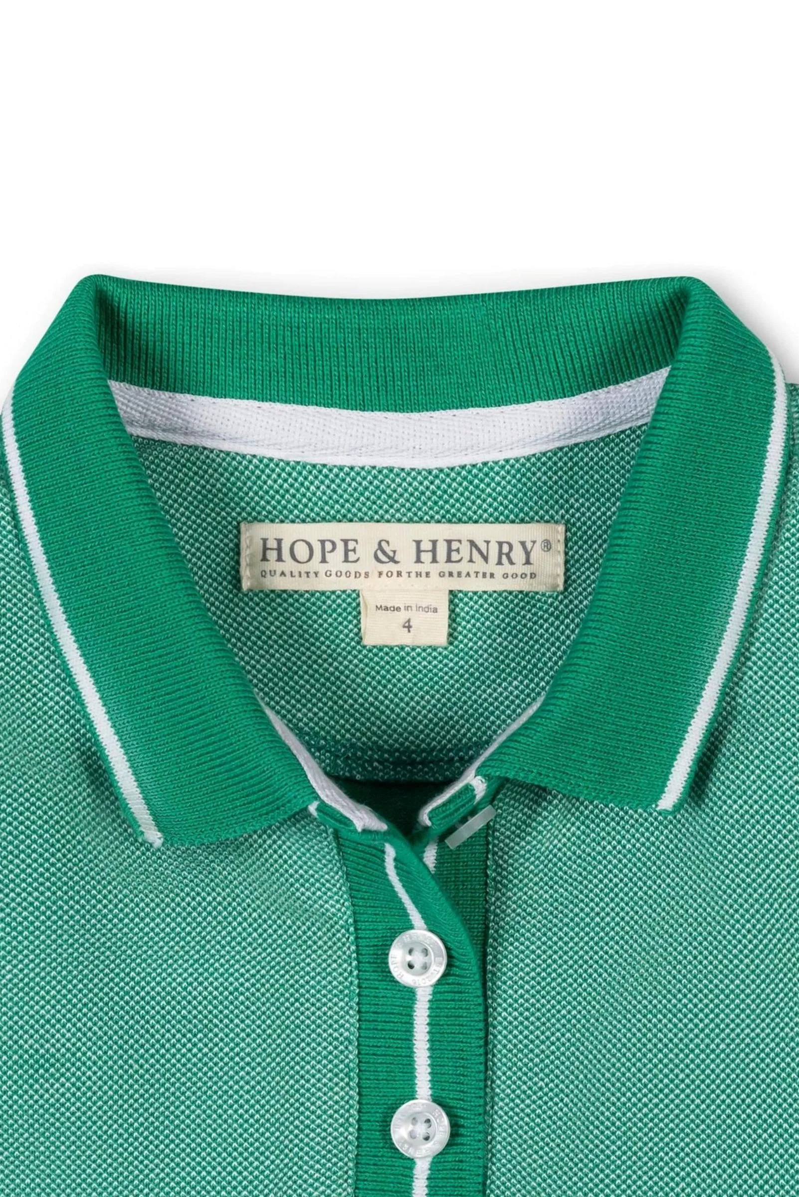 Hope & Henry Organic Cotton Pique Polo Dress for Girls, Kelly Green, Sizes 2T-12 - Image 3