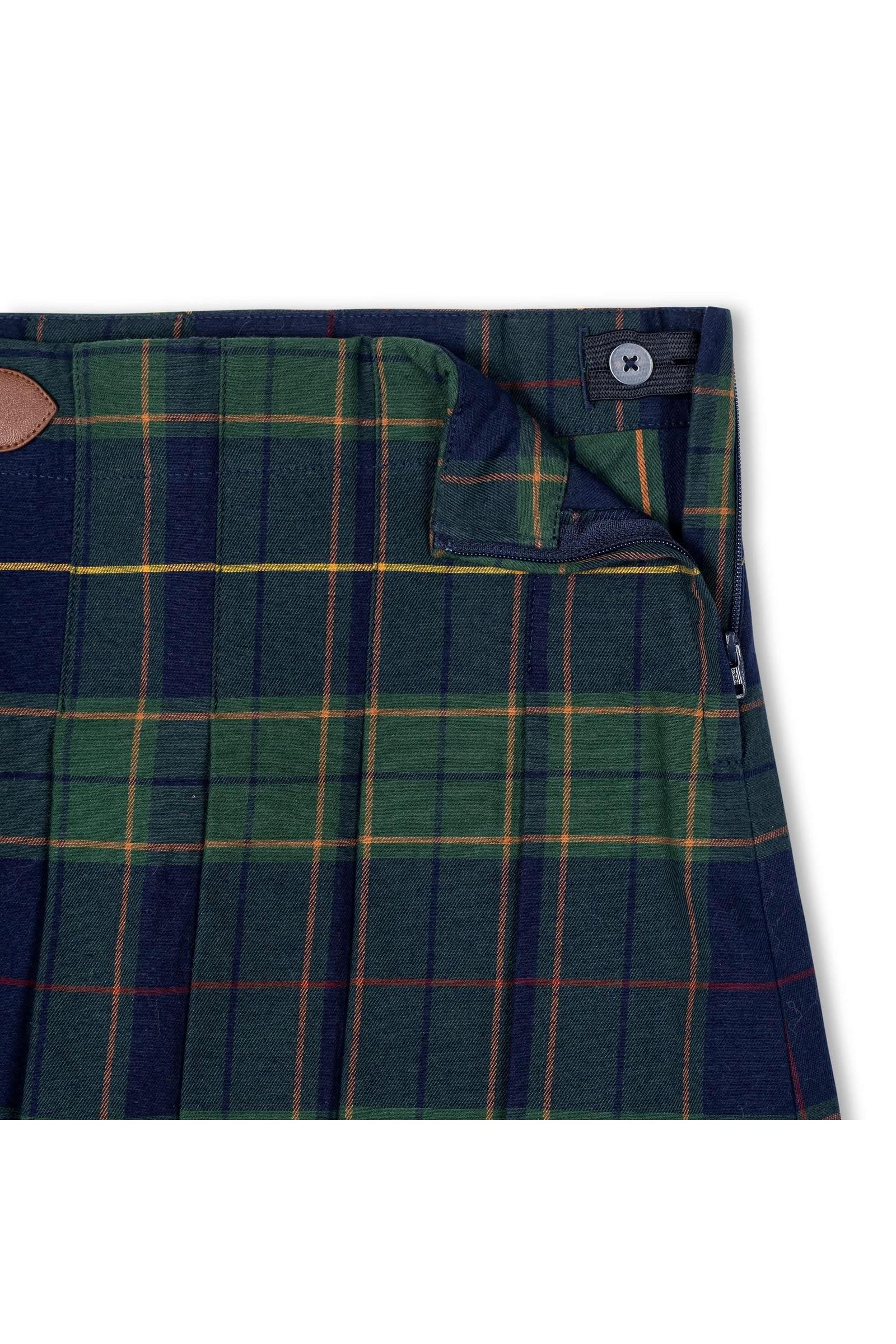 Hope & Henry Organic Cotton Pleated Buckle Skirt, Navy Plaid, Toddler & Kids - Image 4