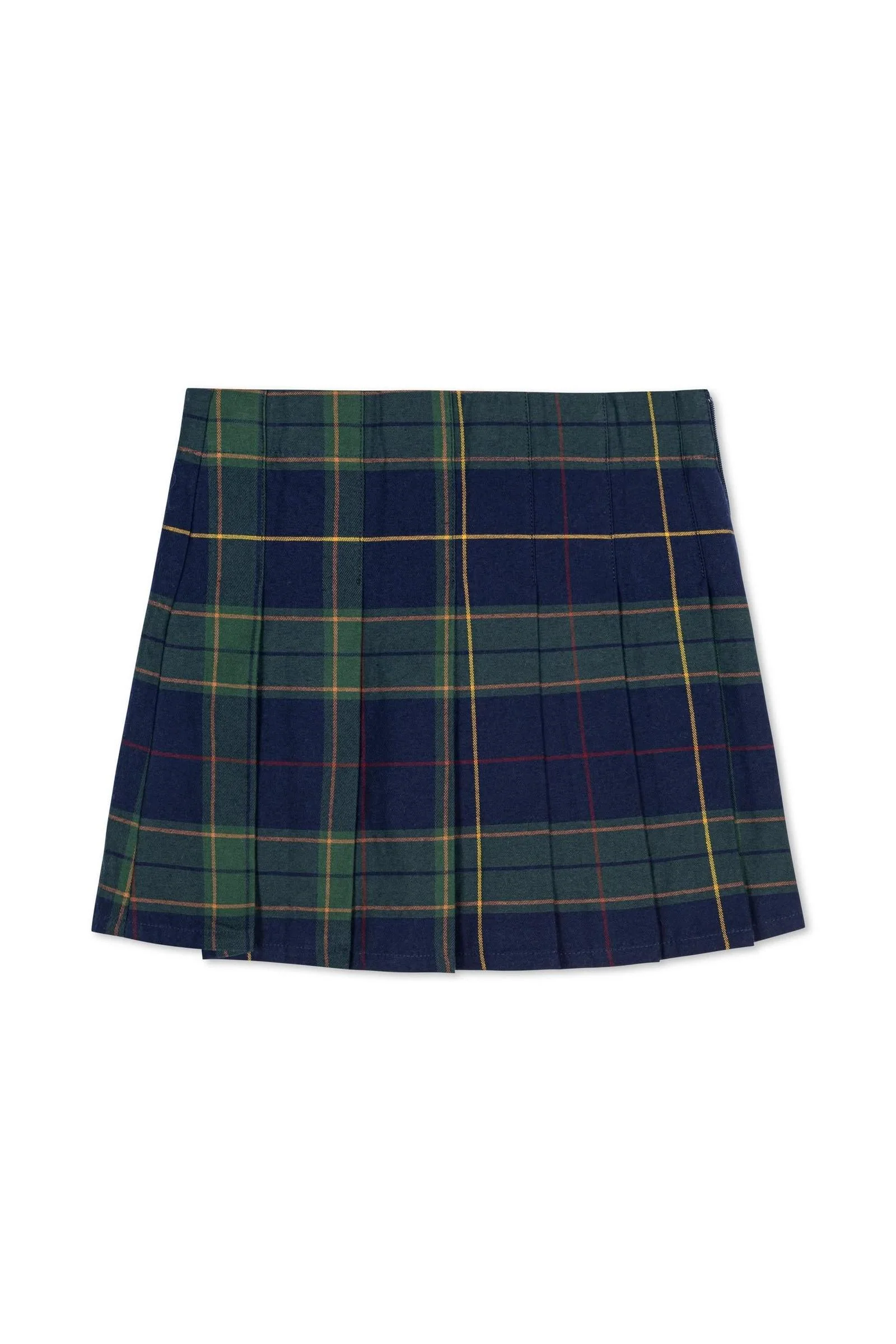 Hope & Henry Organic Cotton Pleated Buckle Skirt, Navy Plaid, Toddler & Kids - Image 5