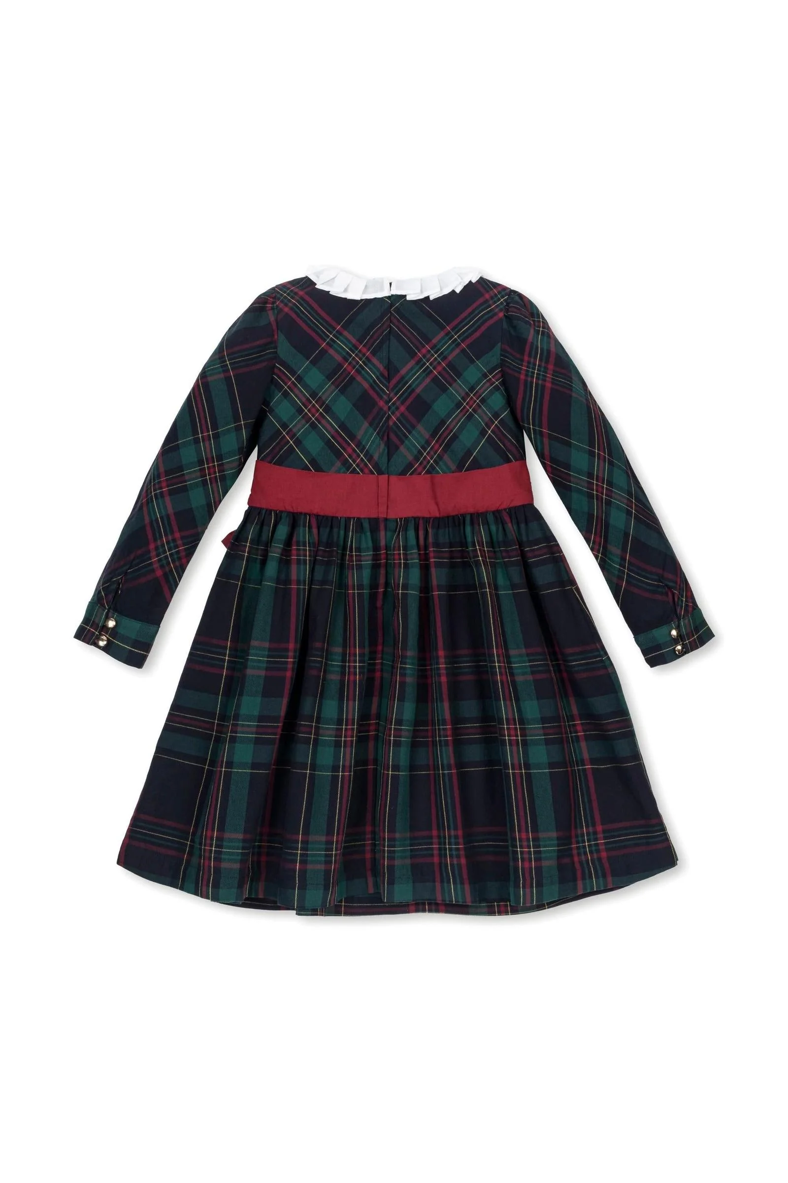 Organic Cotton Scottish Plaid Party Dress with Pleated Collar, Toddler & Kids, Family Matching Outfits - Image 5