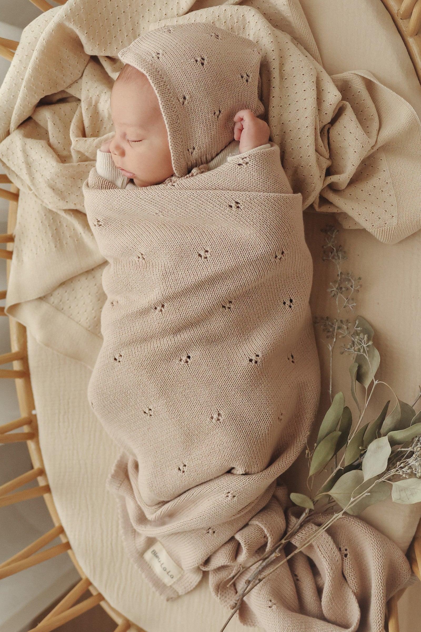 Organic Pointelle Luxury Knit Swaddle Blanket, 100% Cotton
