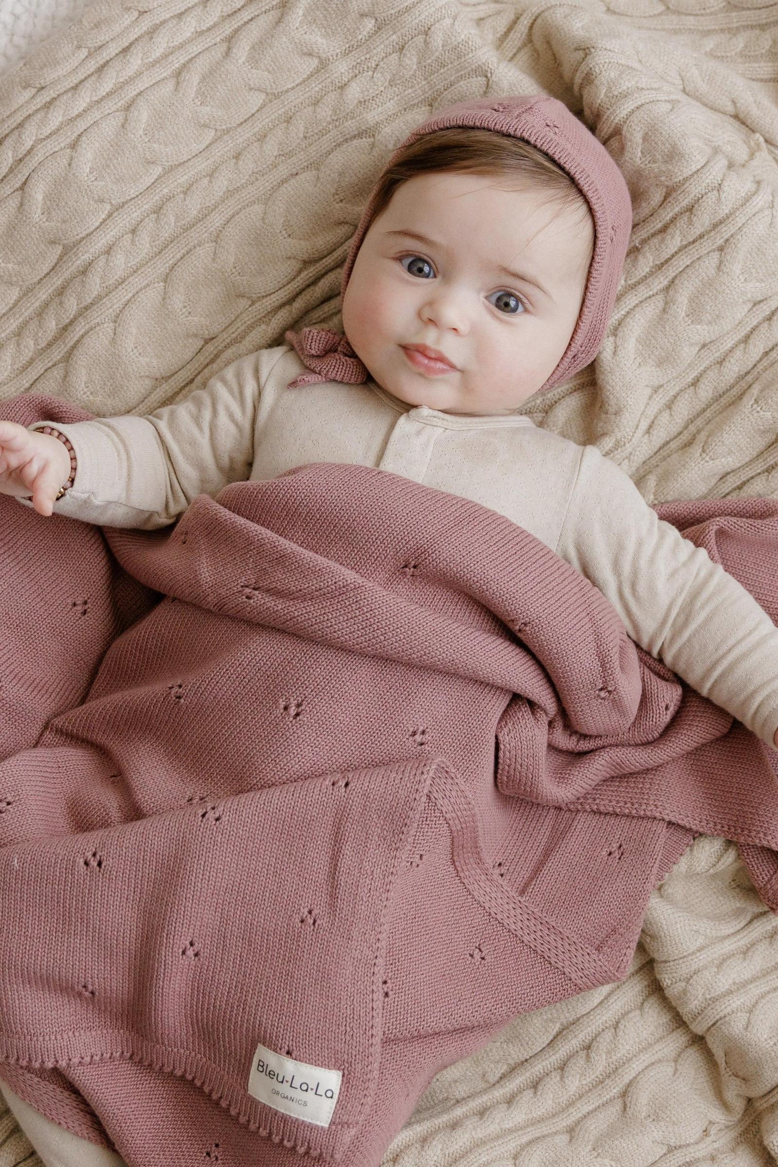 Organic Pointelle Swaddle Blanket + Hat Gift Set