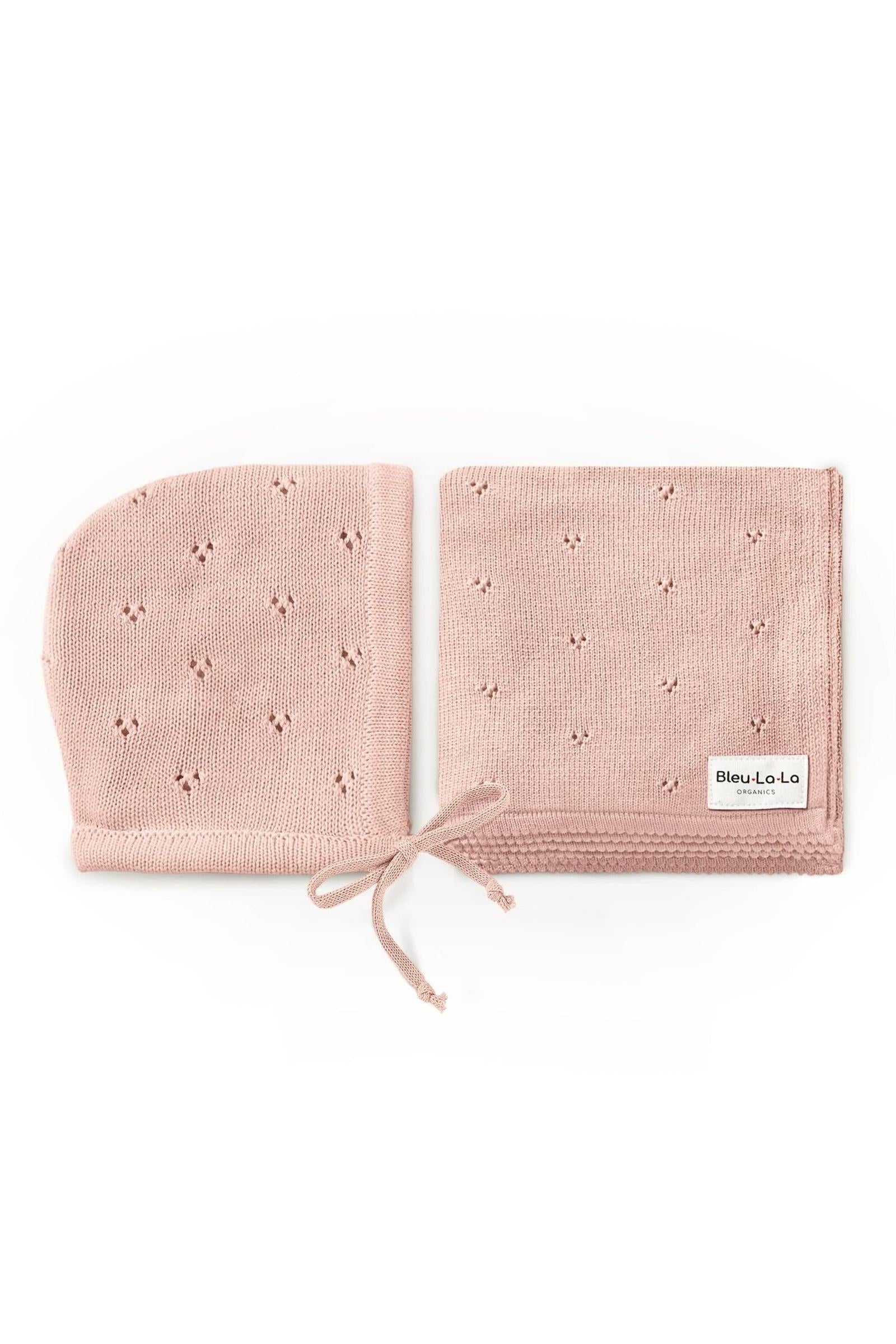 Organic Pointelle Swaddle Blanket + Hat Gift Set - Image 14