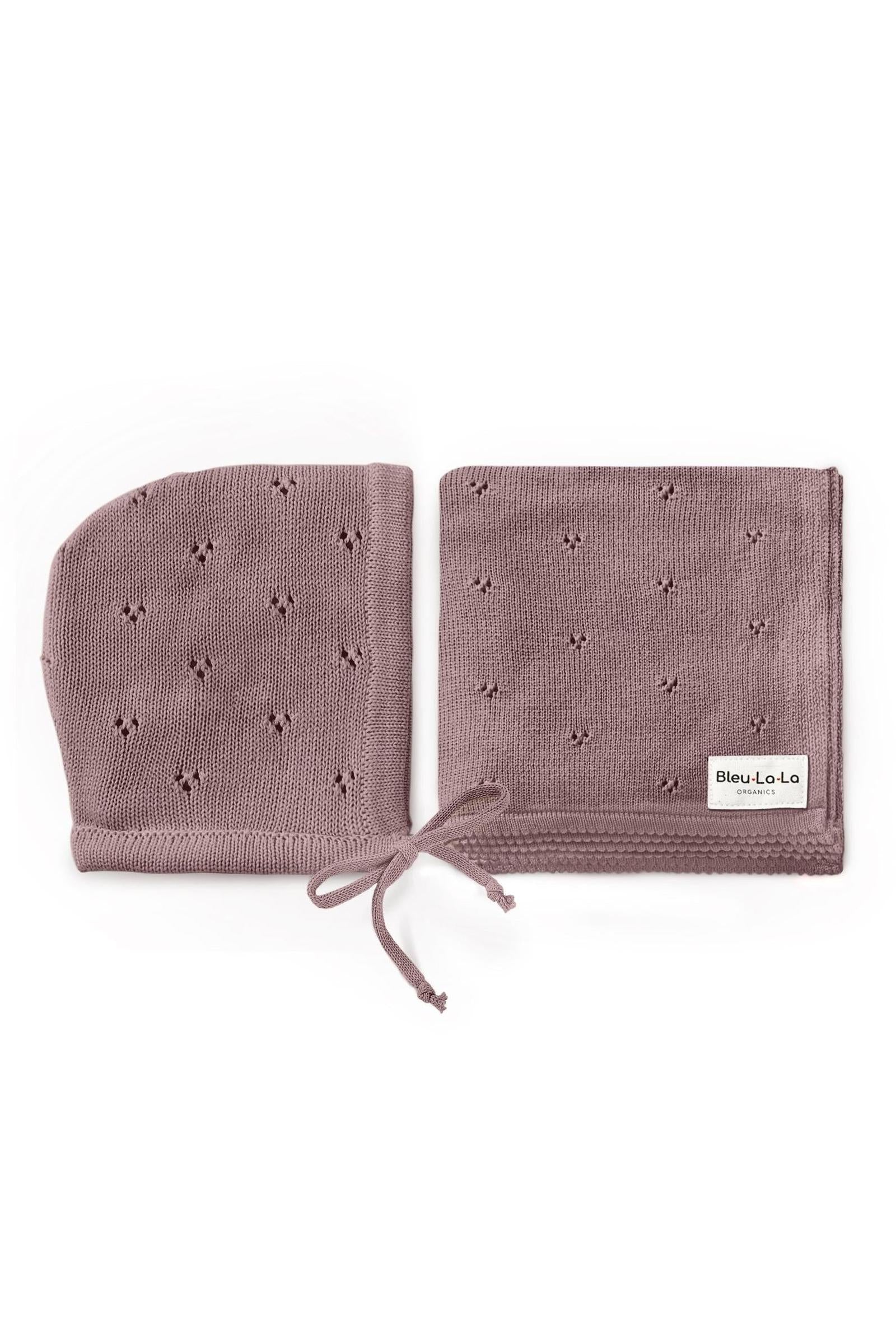 Organic Pointelle Swaddle Blanket + Hat Gift Set - Image 16