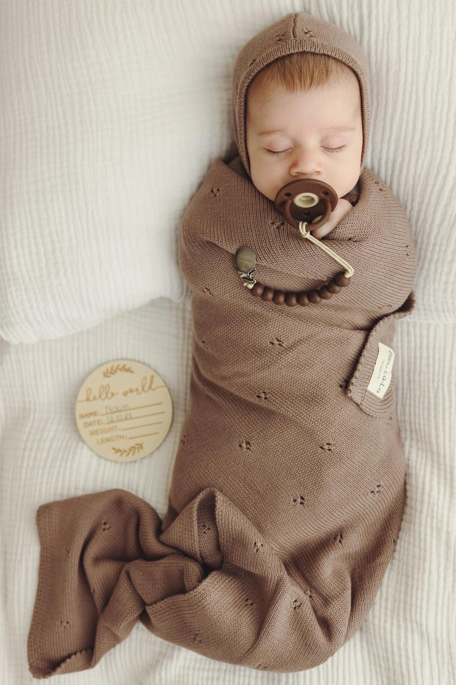 Organic Pointelle Swaddle Blanket + Hat Gift Set - Image 6