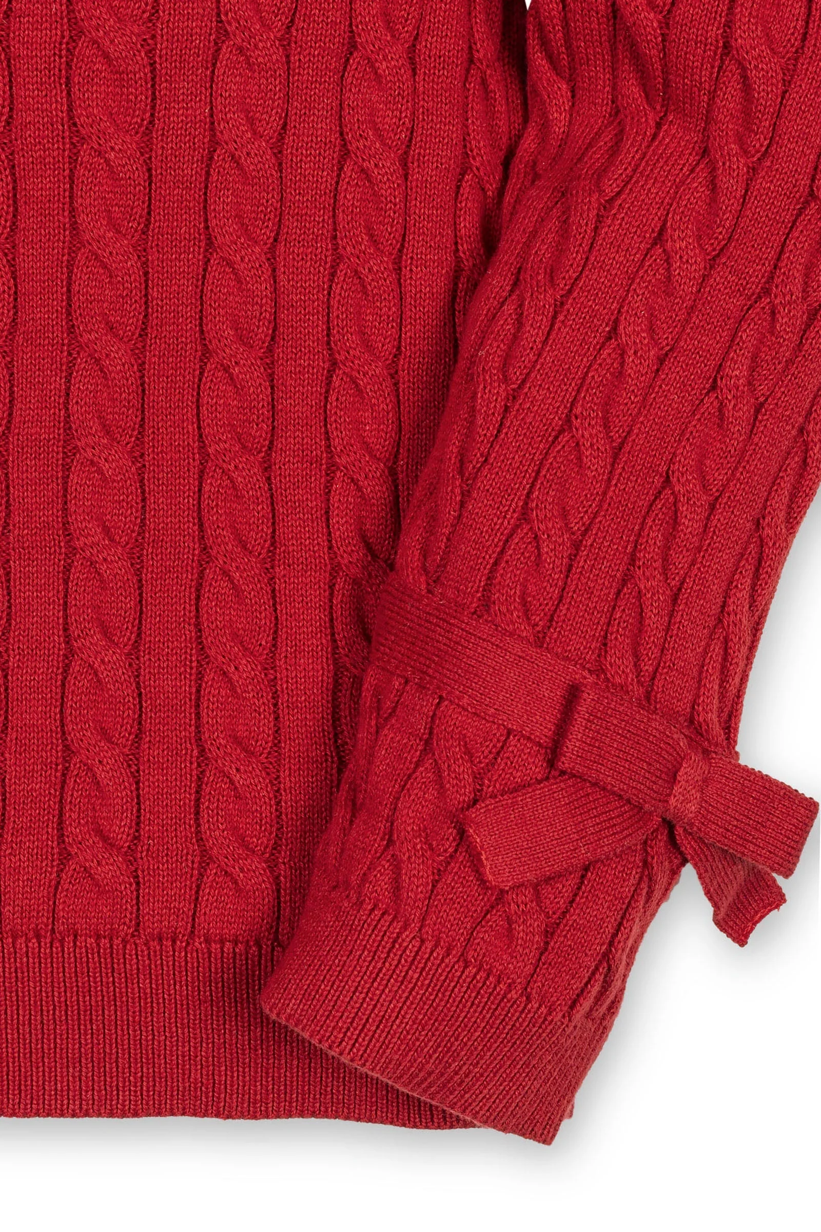 Hope & Henry Organic Cotton Puff Sleeve Bow Sweater for Baby Girls, Red, Baby - Image 4
