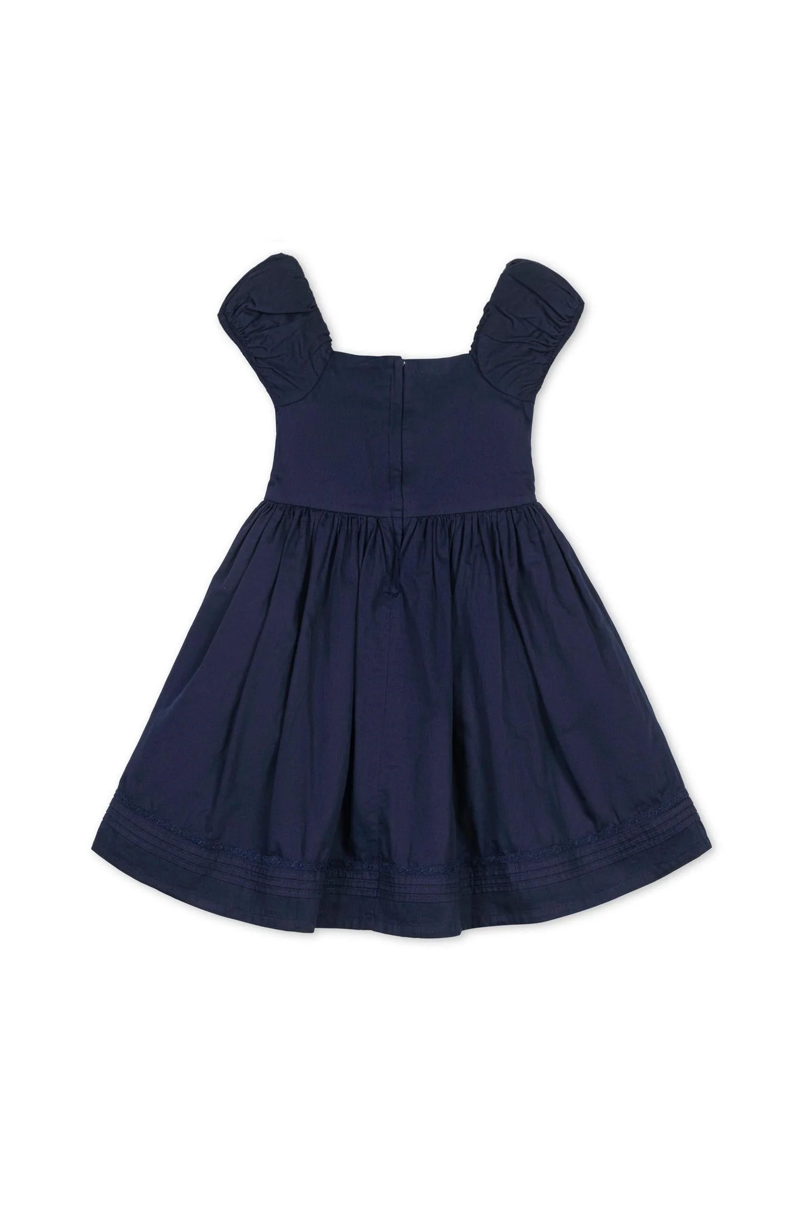 Hope & Henry Organic Cotton Puff Sleeve Pintuck Dress for Girls, Navy, Toddler & Kids - Image 6