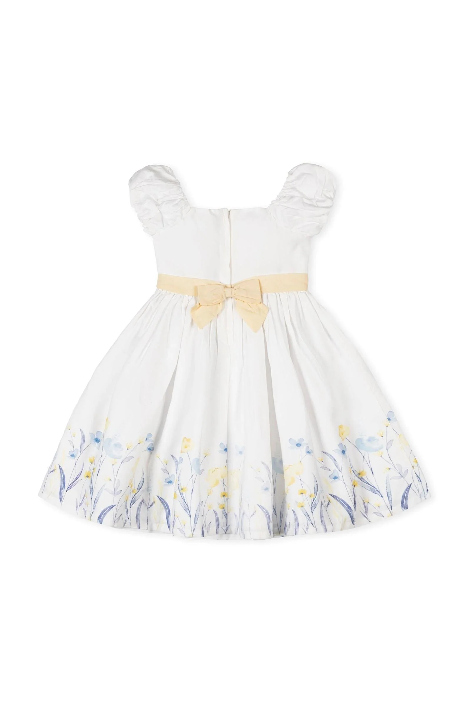 Hope & Henry Organic Cotton Puff Sleeve Sateen Dress for Girls, Sunlit Border Floral, Sizes 2T-12 - Image 4