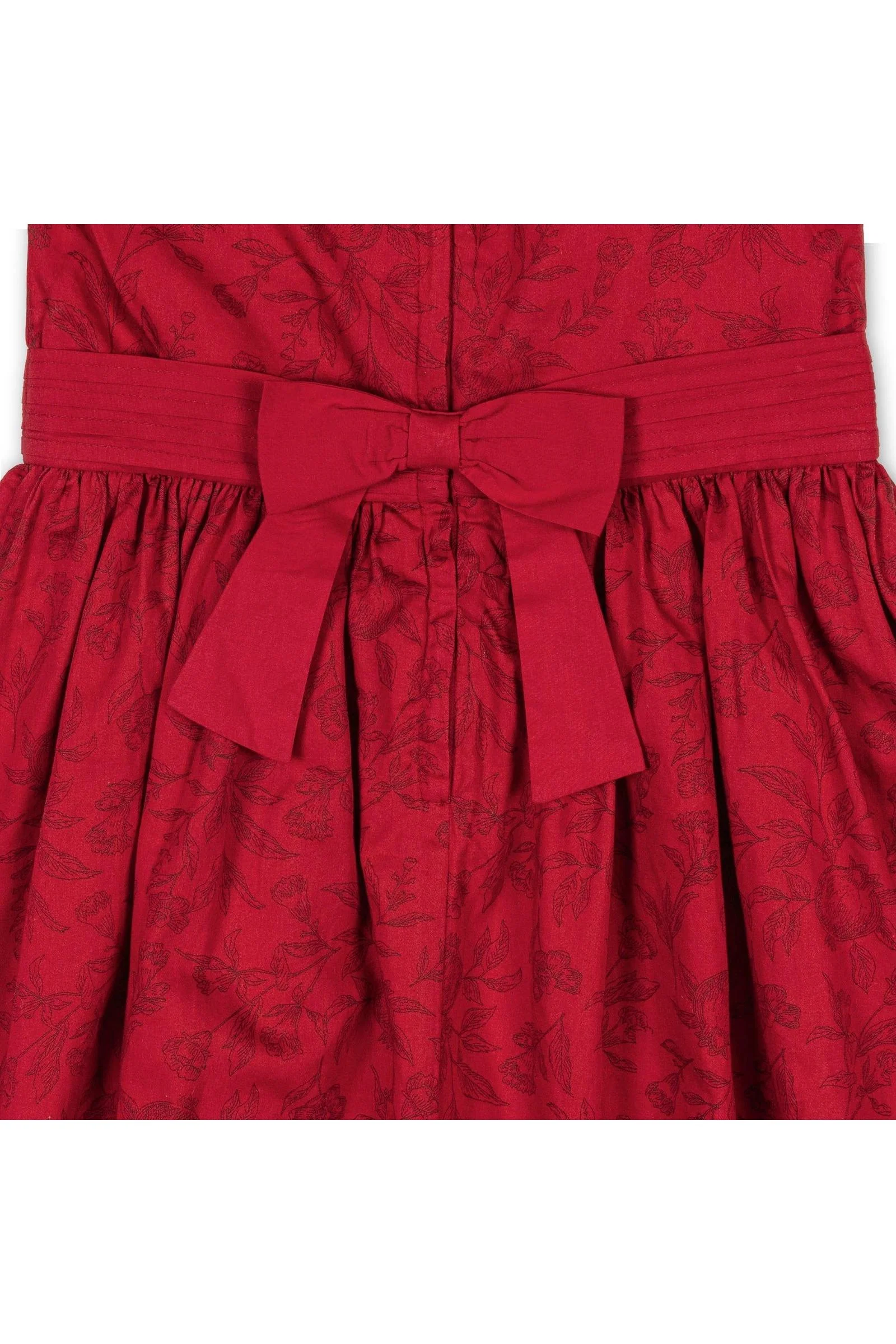 Hope & Henry Organic Cotton Puff Sleeve Sateen Dress for Girls, Fireside Red Toile, Toddler & Kids - Image 4
