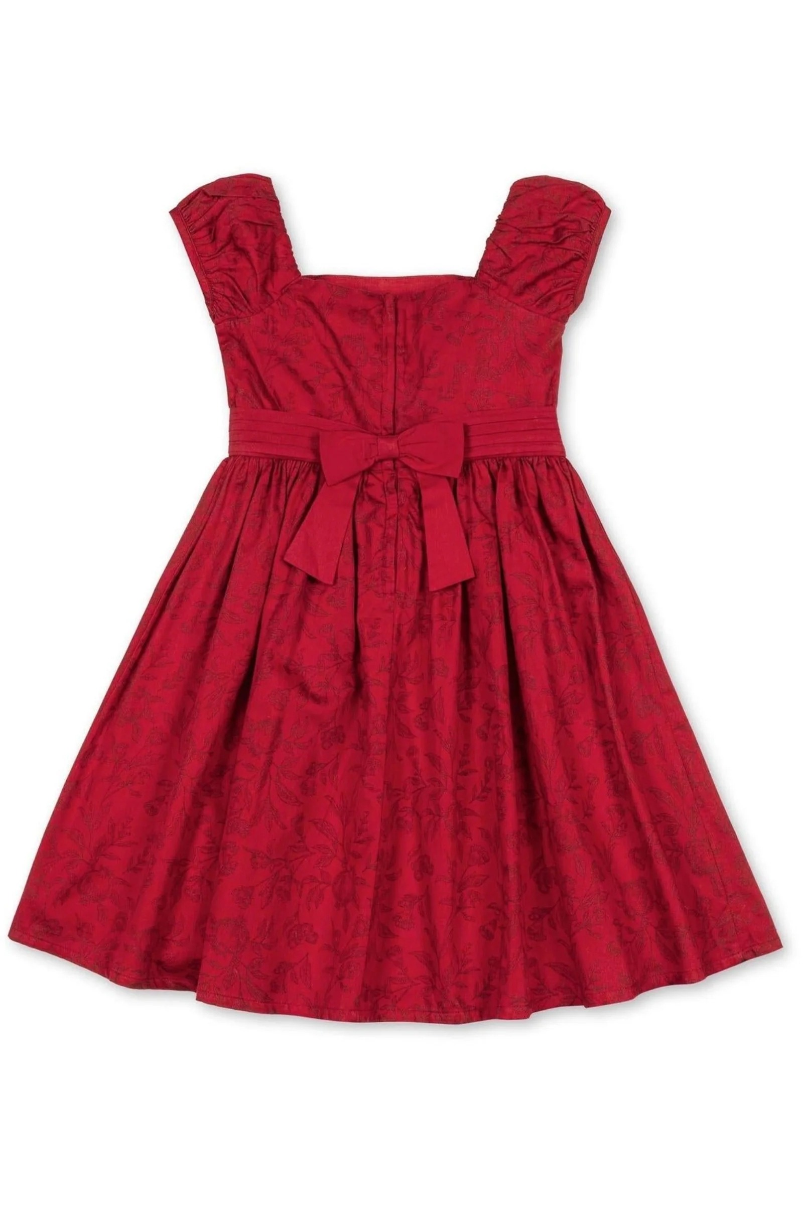 Hope & Henry Organic Cotton Puff Sleeve Sateen Dress for Girls, Fireside Red Toile, Toddler & Kids - Image 5