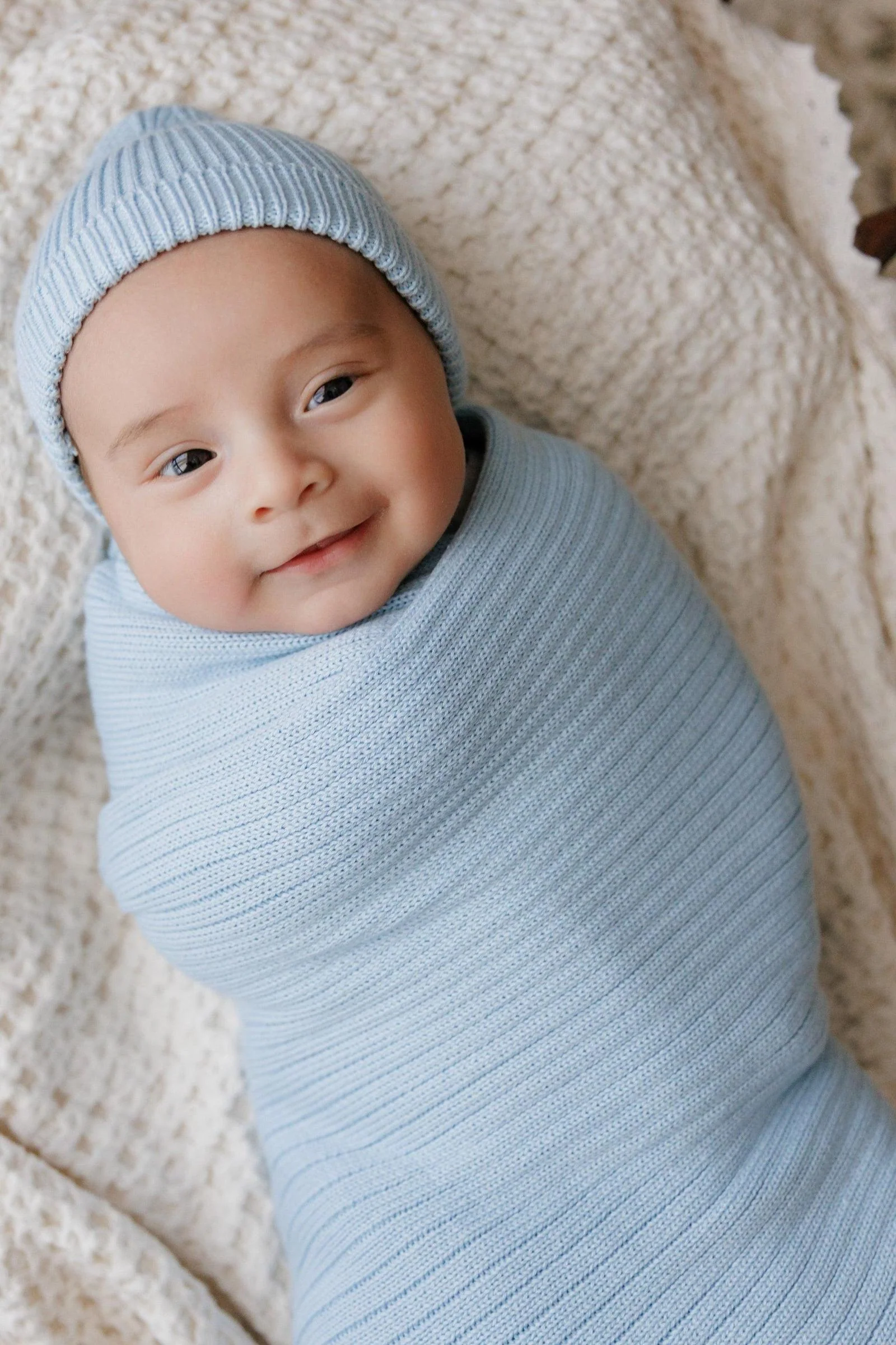 Organic Ribbed Knit Cotton Swaddle Blanket, 100% Organic Cotton - Image 5